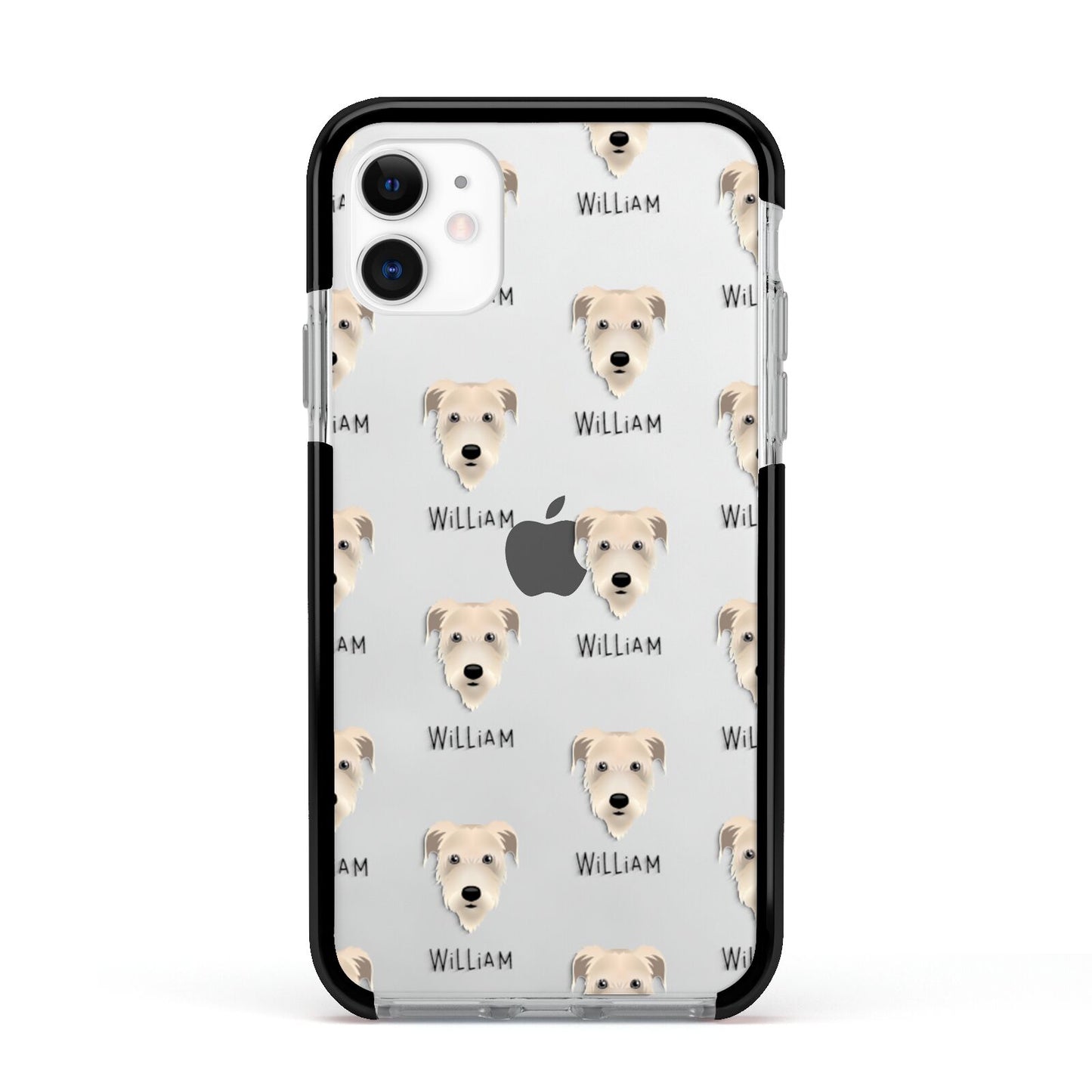 Irish Wolfhound Icon with Name Apple iPhone 11 in White with Black Impact Case