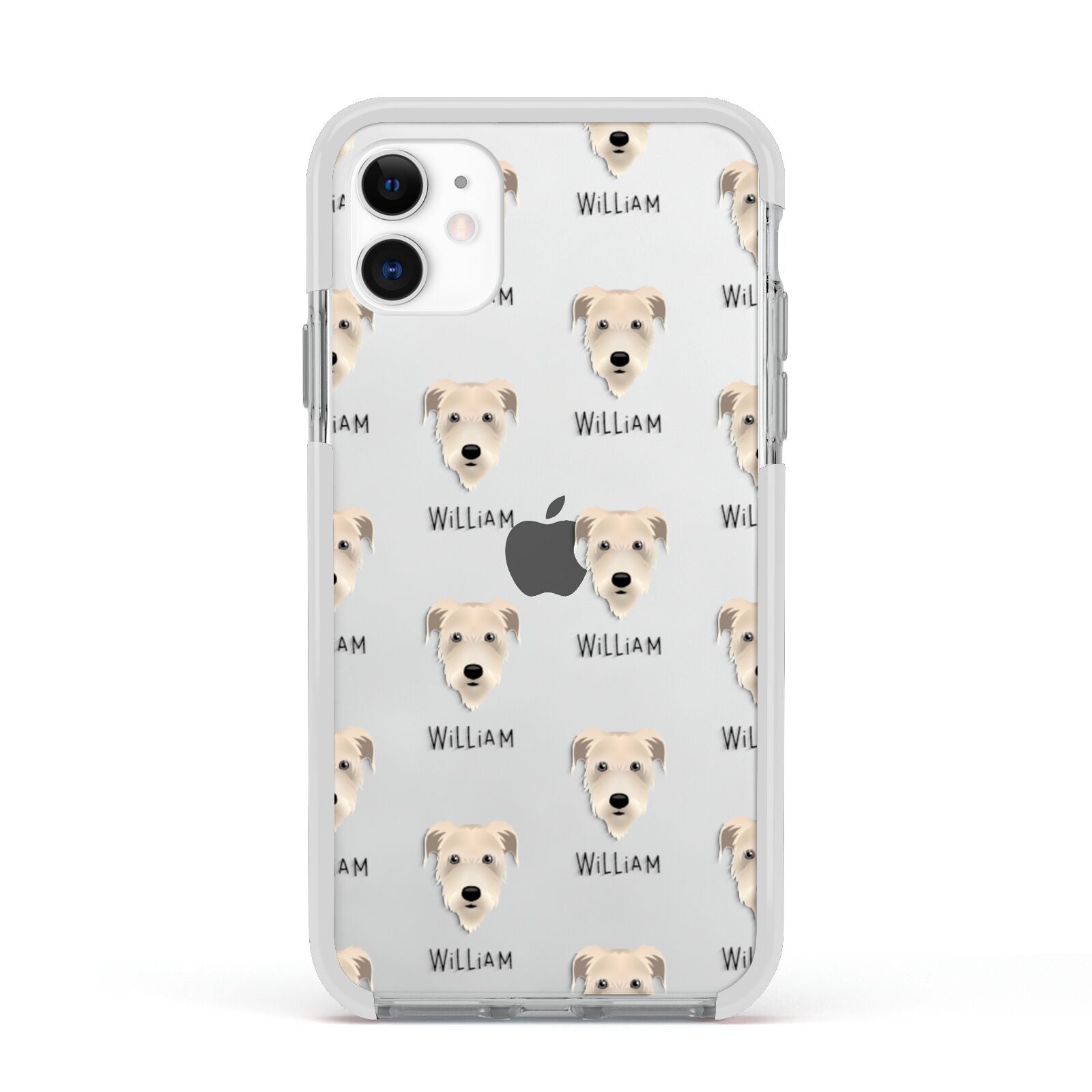 Irish Wolfhound Icon with Name Apple iPhone 11 in White with White Impact Case