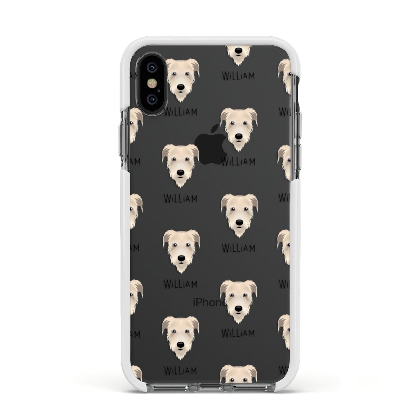 Irish Wolfhound Icon with Name Apple iPhone Xs Impact Case White Edge on Black Phone