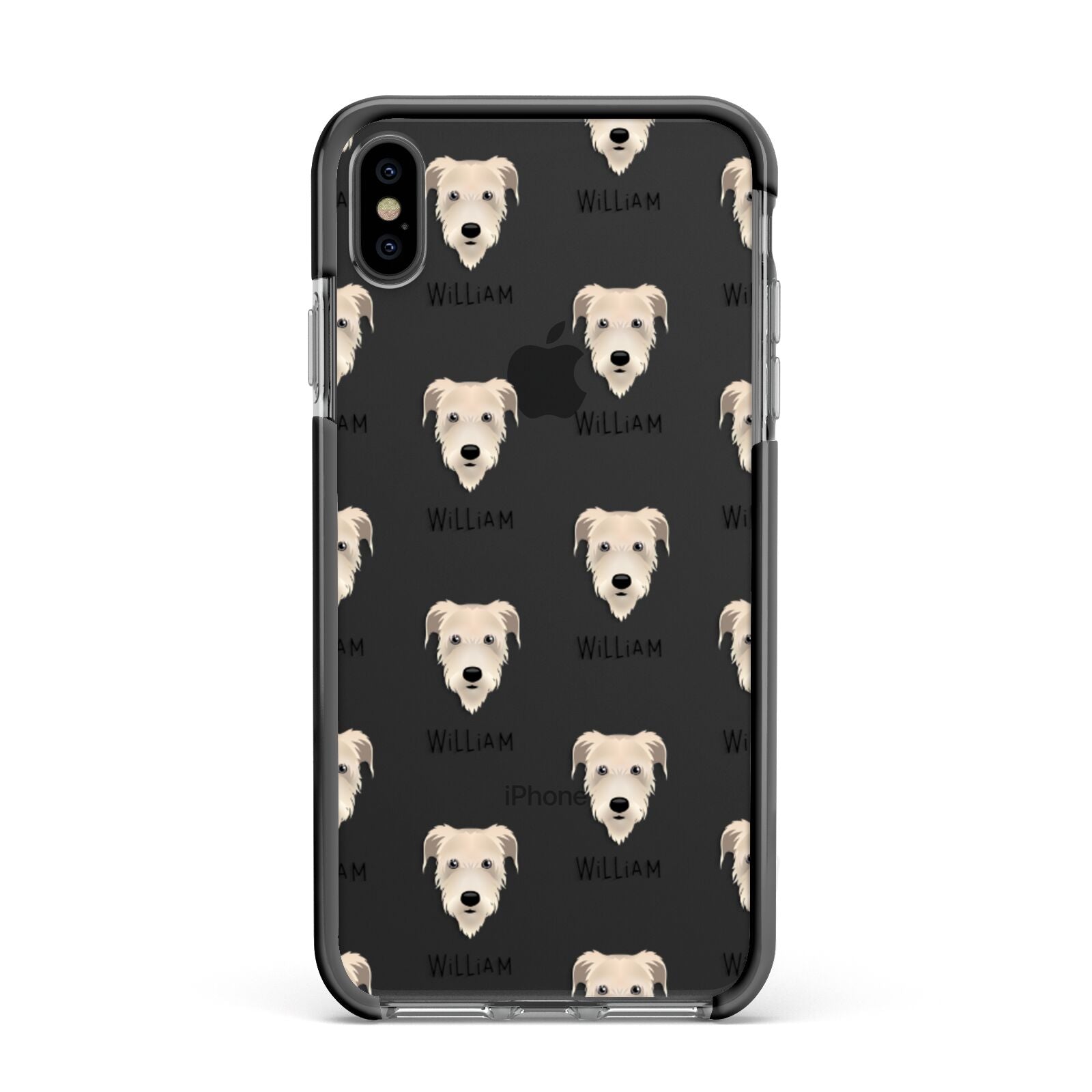 Irish Wolfhound Icon with Name Apple iPhone Xs Max Impact Case Black Edge on Black Phone
