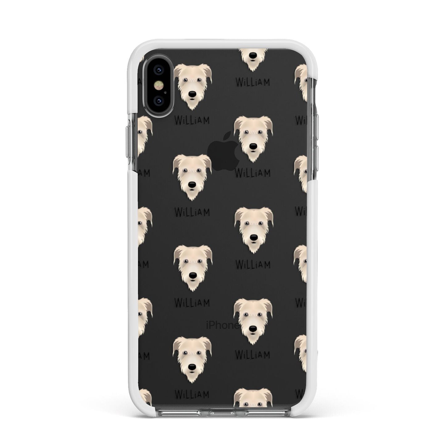 Irish Wolfhound Icon with Name Apple iPhone Xs Max Impact Case White Edge on Black Phone