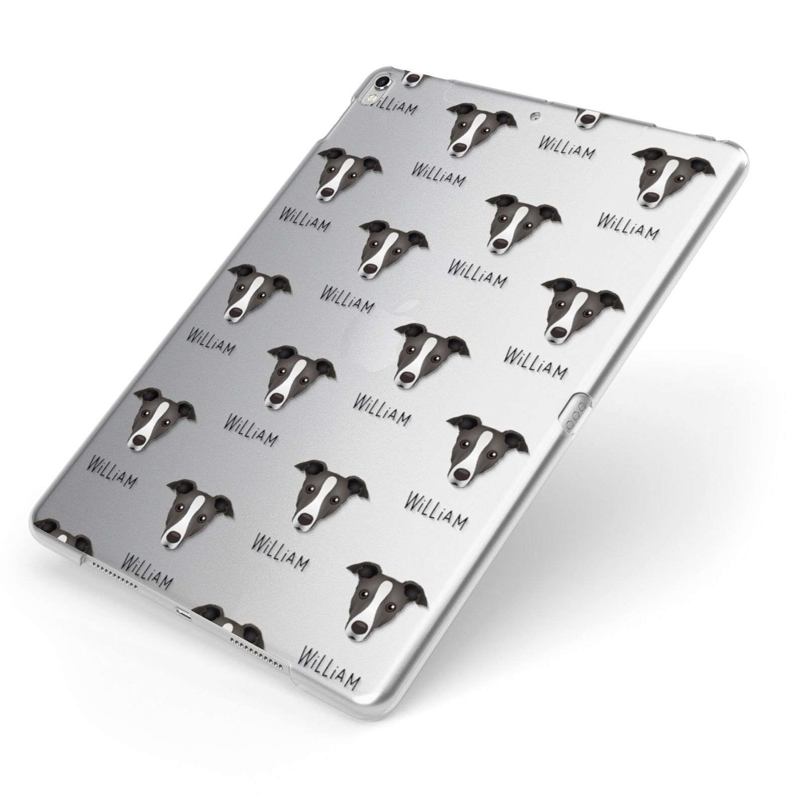 Italian Greyhound Icon with Name Apple iPad Case on Silver iPad Side View