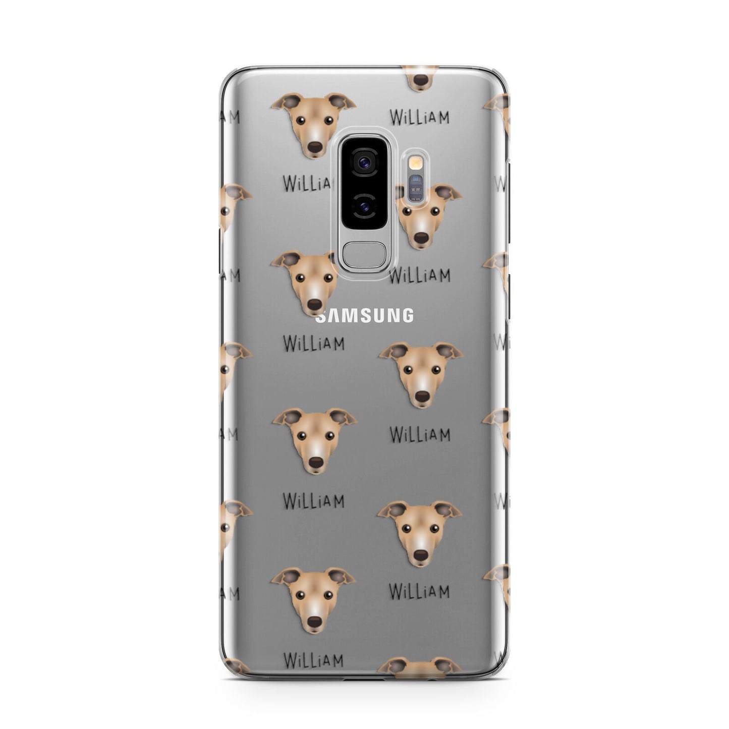 Italian Greyhound Icon with Name Samsung Galaxy S9 Plus Case on Silver phone