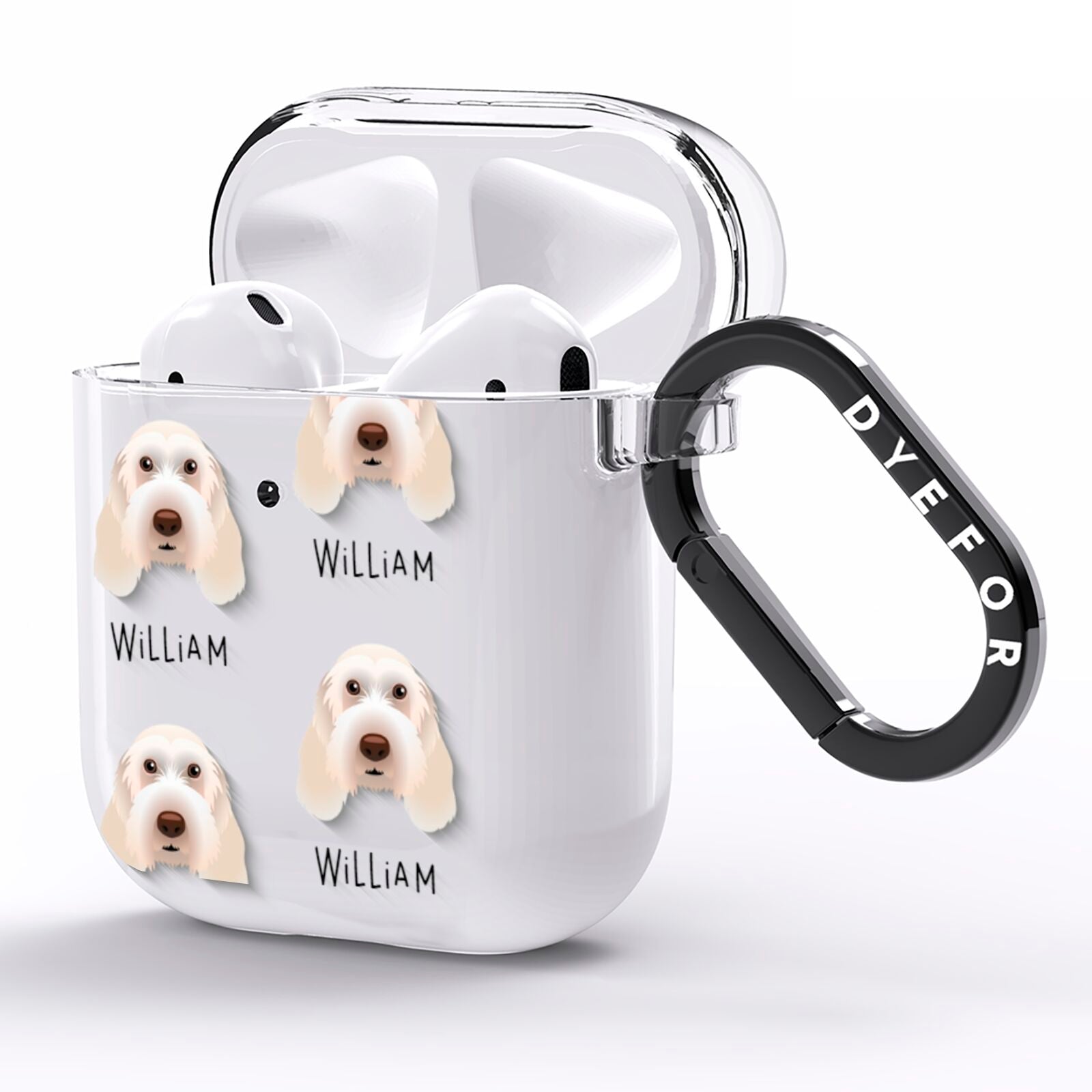 Italian Spinone Icon with Name AirPods Clear Case Side Image