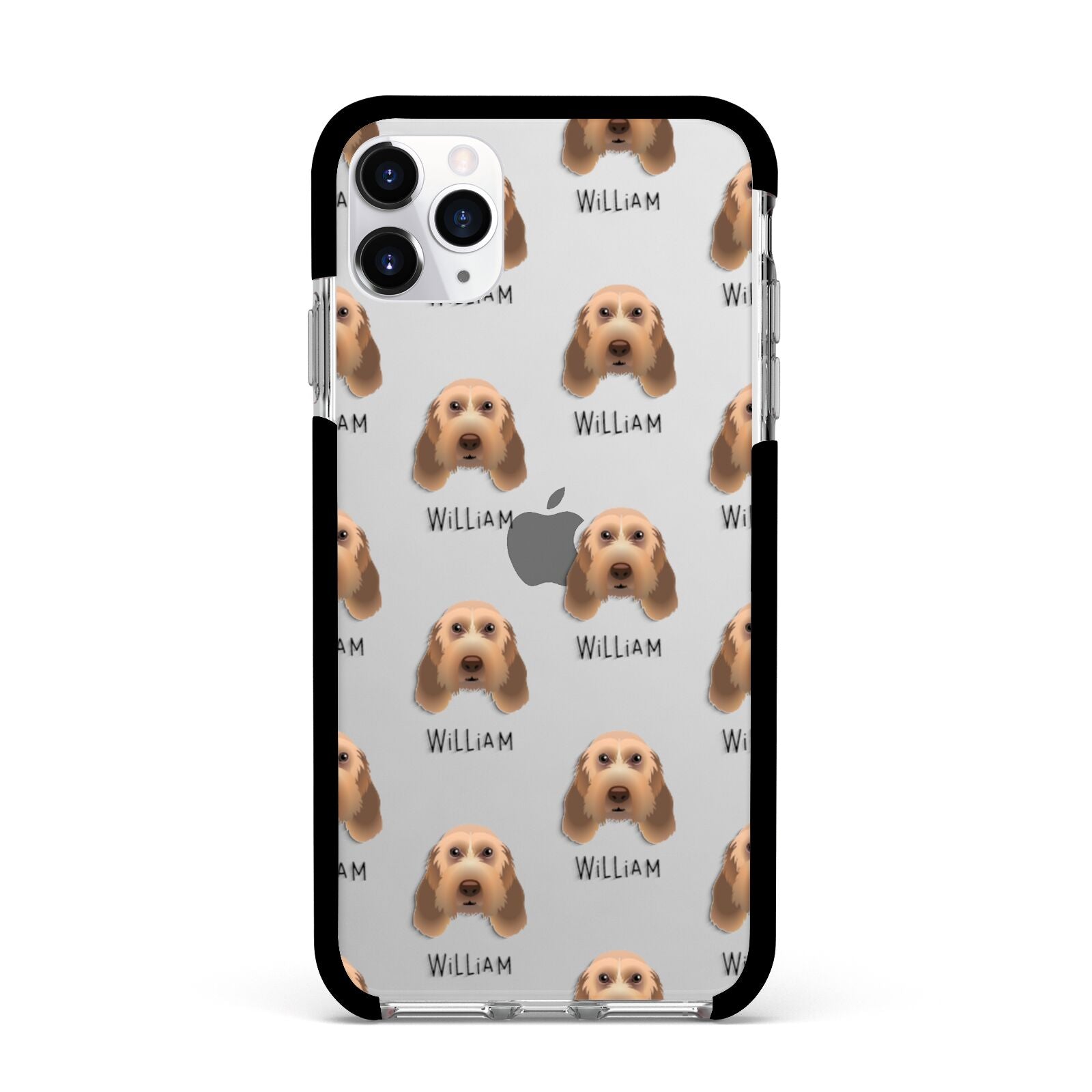 Italian Spinone Icon with Name Apple iPhone 11 Pro Max in Silver with Black Impact Case