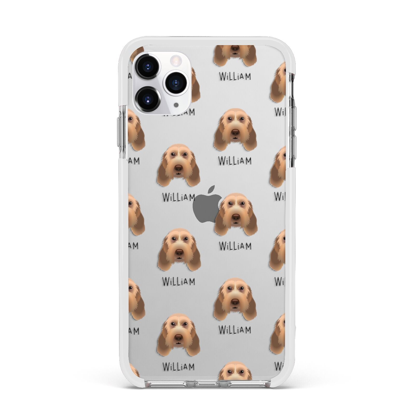 Italian Spinone Icon with Name Apple iPhone 11 Pro Max in Silver with White Impact Case