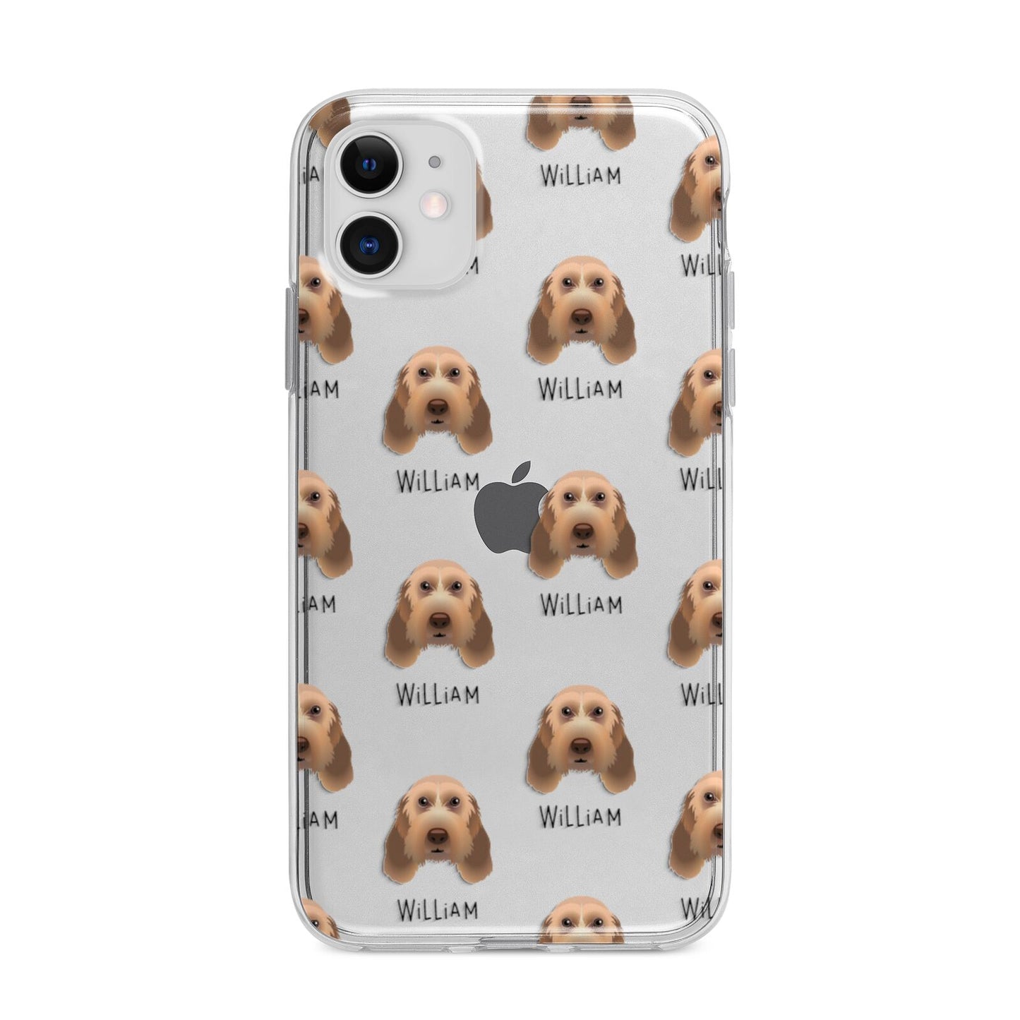 Italian Spinone Icon with Name Apple iPhone 11 in White with Bumper Case
