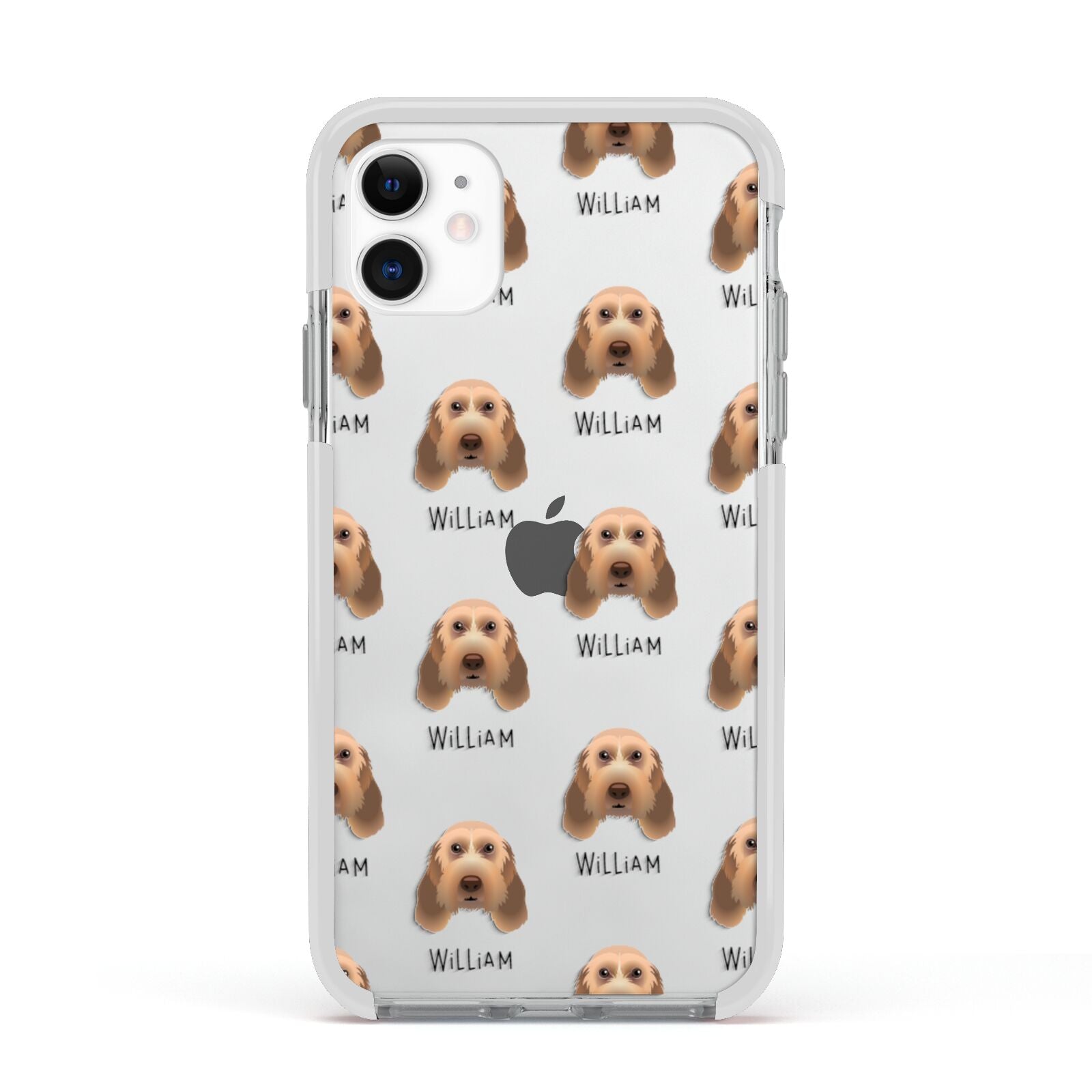 Italian Spinone Icon with Name Apple iPhone 11 in White with White Impact Case