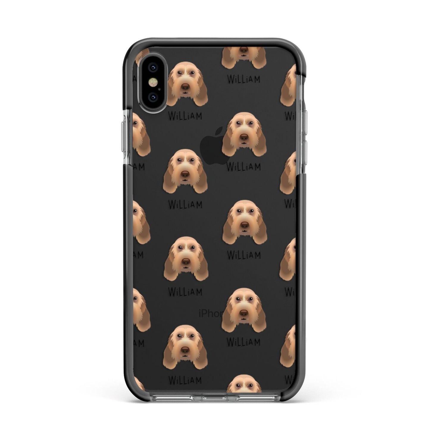 Italian Spinone Icon with Name Apple iPhone Xs Max Impact Case Black Edge on Black Phone