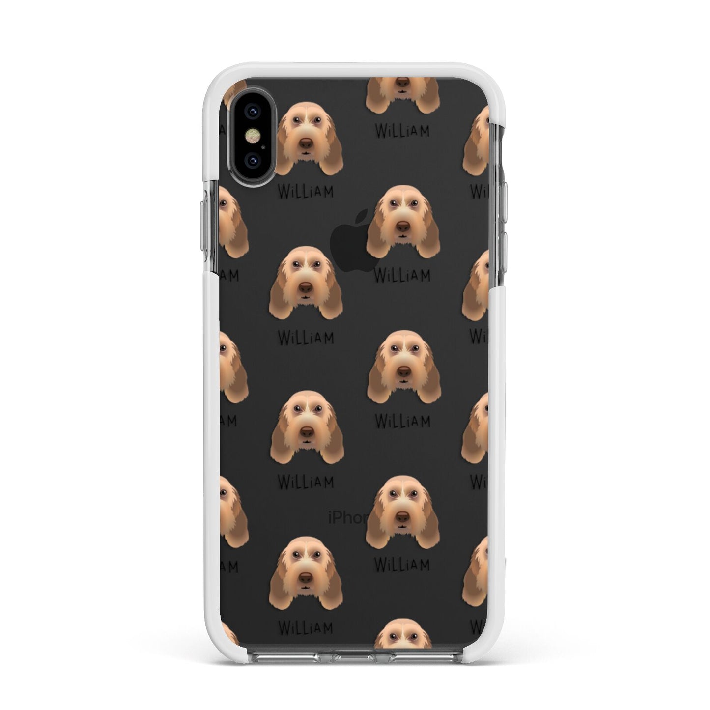 Italian Spinone Icon with Name Apple iPhone Xs Max Impact Case White Edge on Black Phone