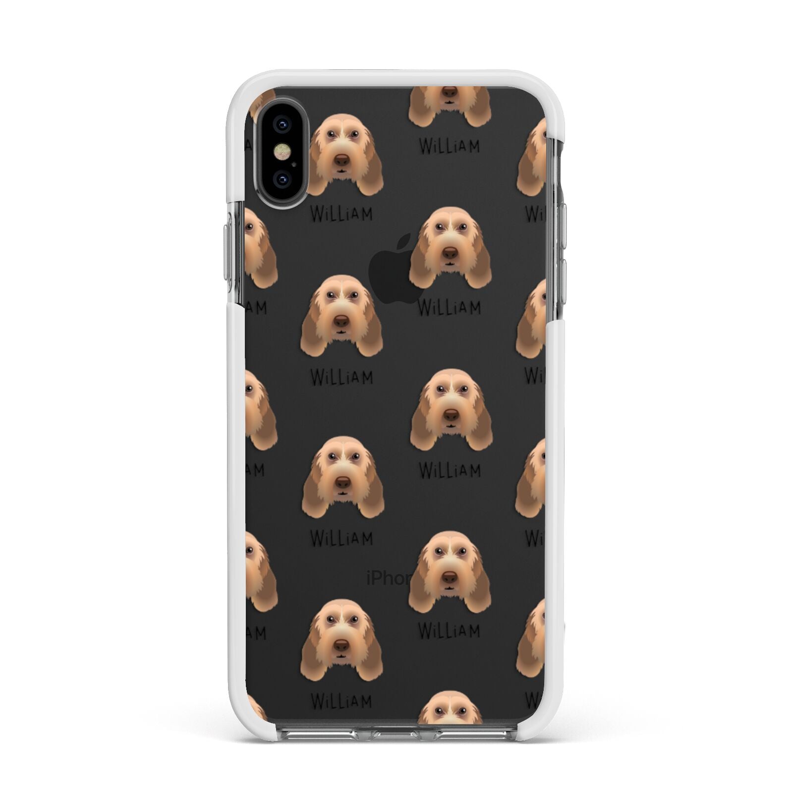 Italian Spinone Icon with Name Apple iPhone Xs Max Impact Case White Edge on Black Phone