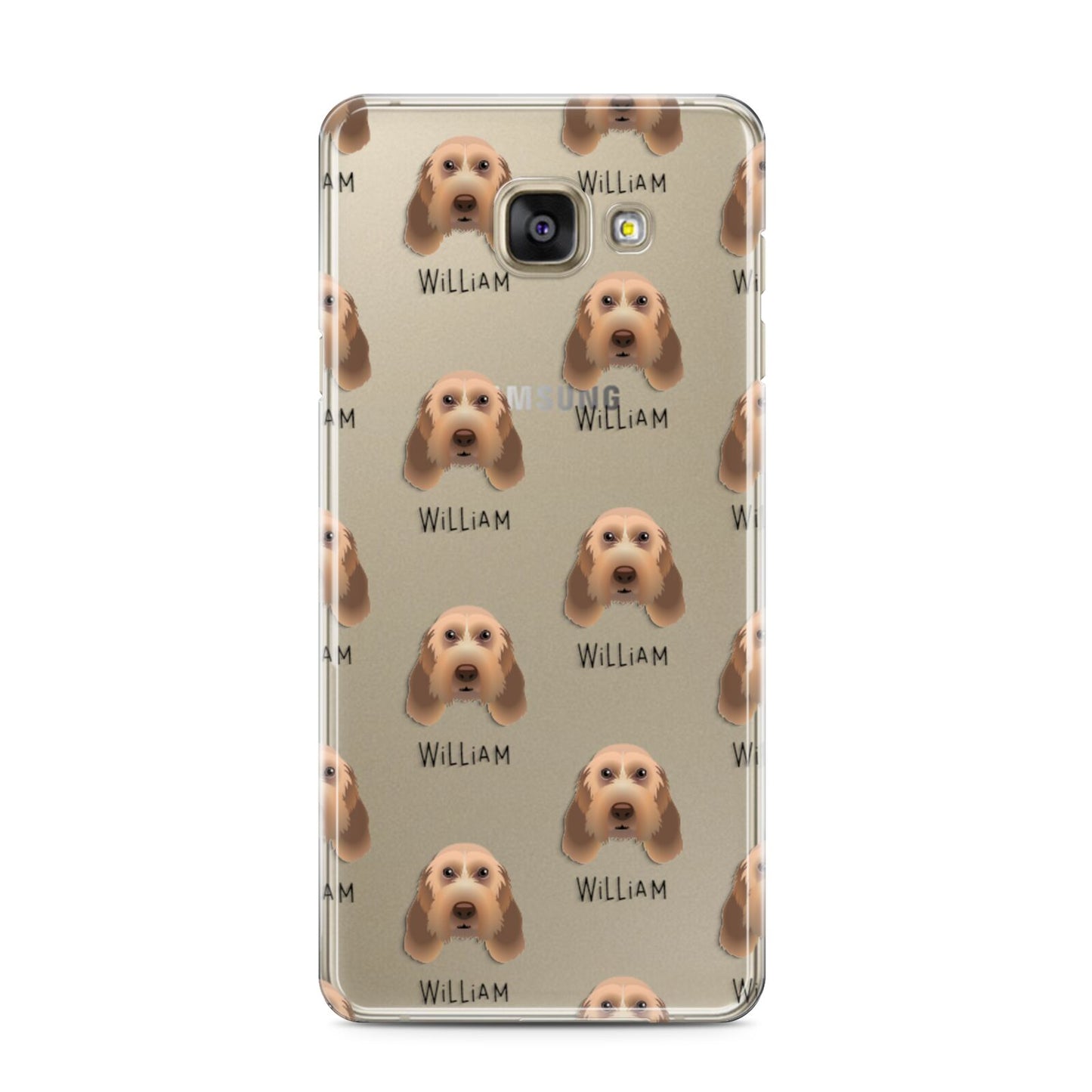 Italian Spinone Icon with Name Samsung Galaxy A3 2016 Case on gold phone