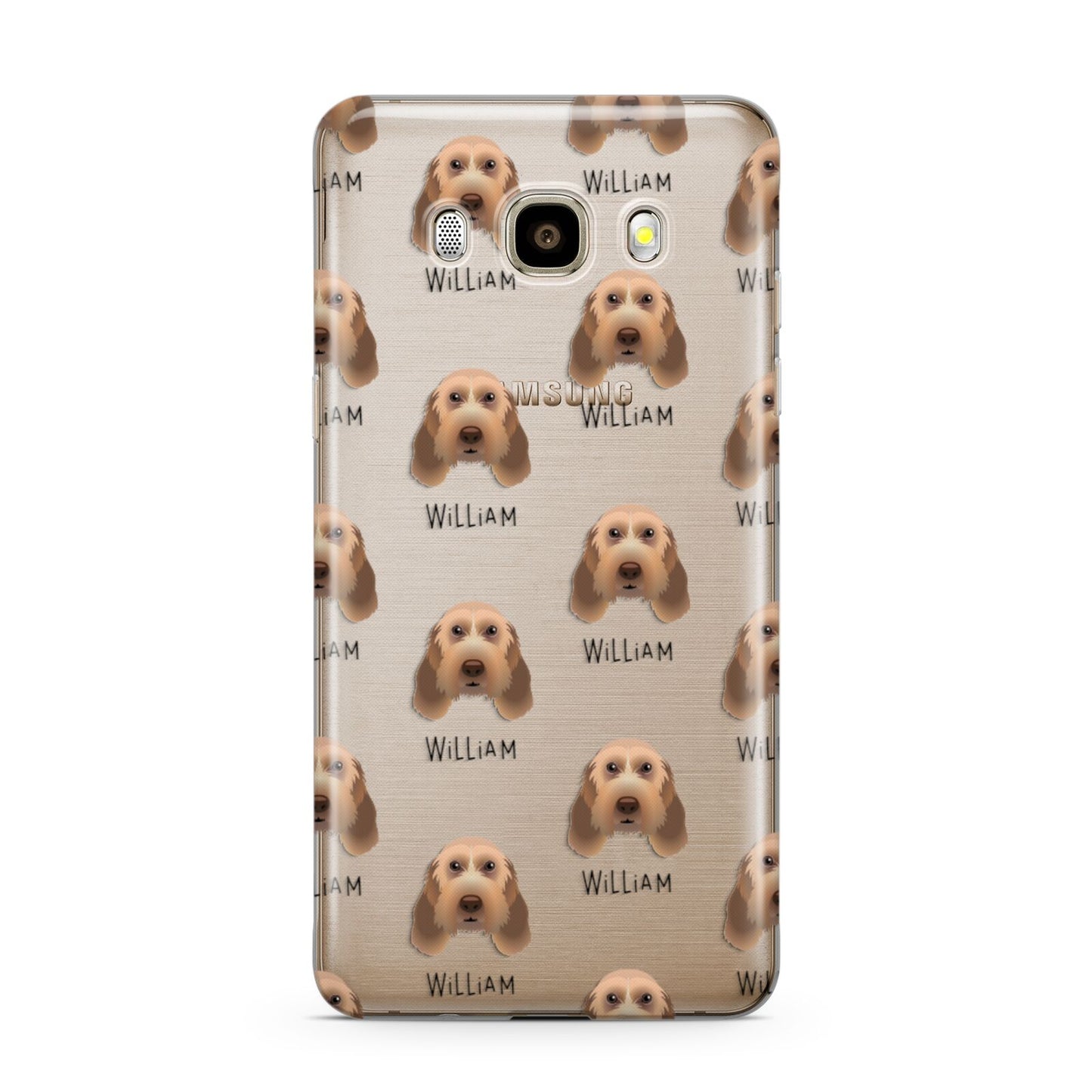 Italian Spinone Icon with Name Samsung Galaxy J7 2016 Case on gold phone