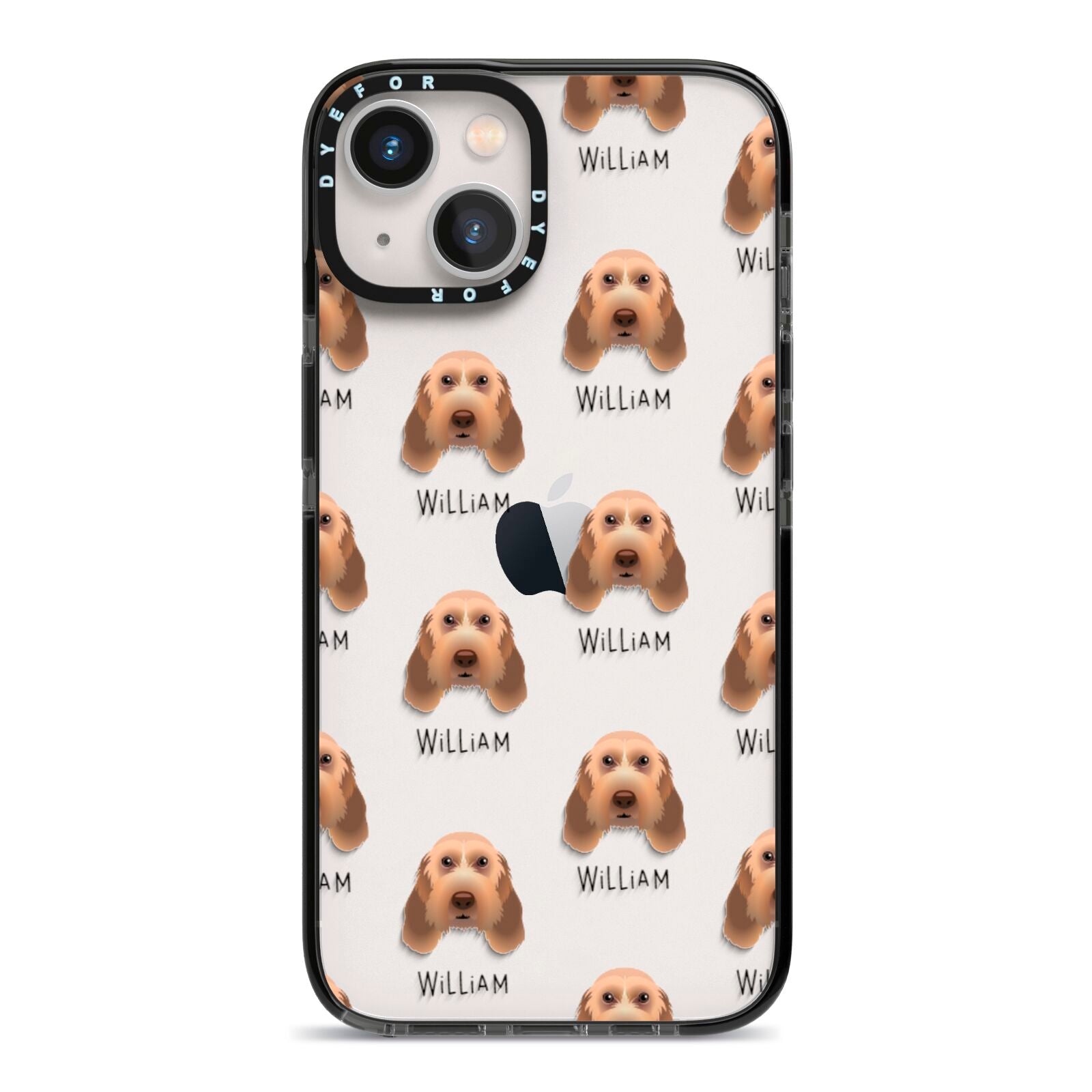 Italian Spinone Icon with Name iPhone 13 Black Impact Case on Silver phone