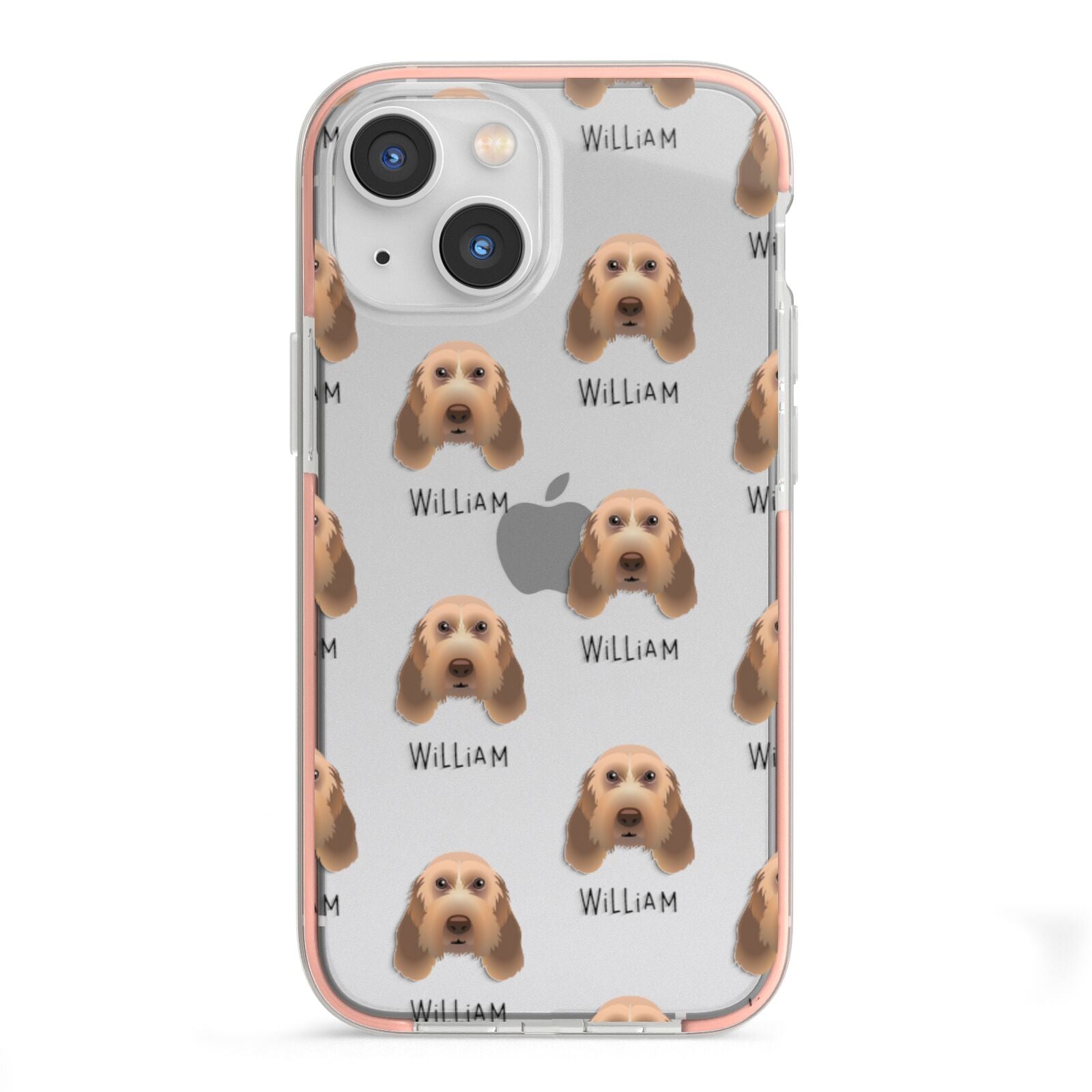 Italian Spinone Icon with Name iPhone 13 Mini TPU Impact Case with Pink Edges