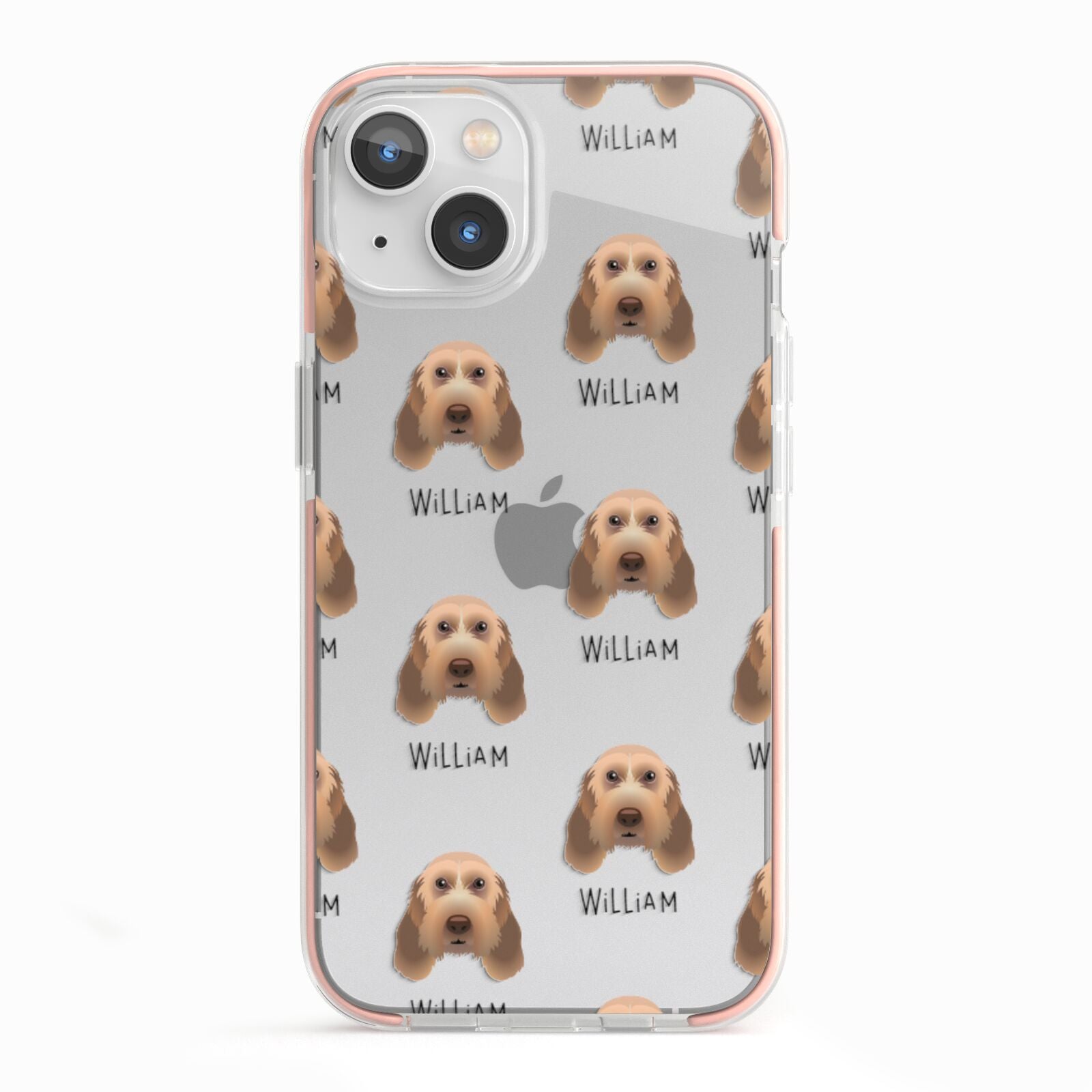 Italian Spinone Icon with Name iPhone 13 TPU Impact Case with Pink Edges