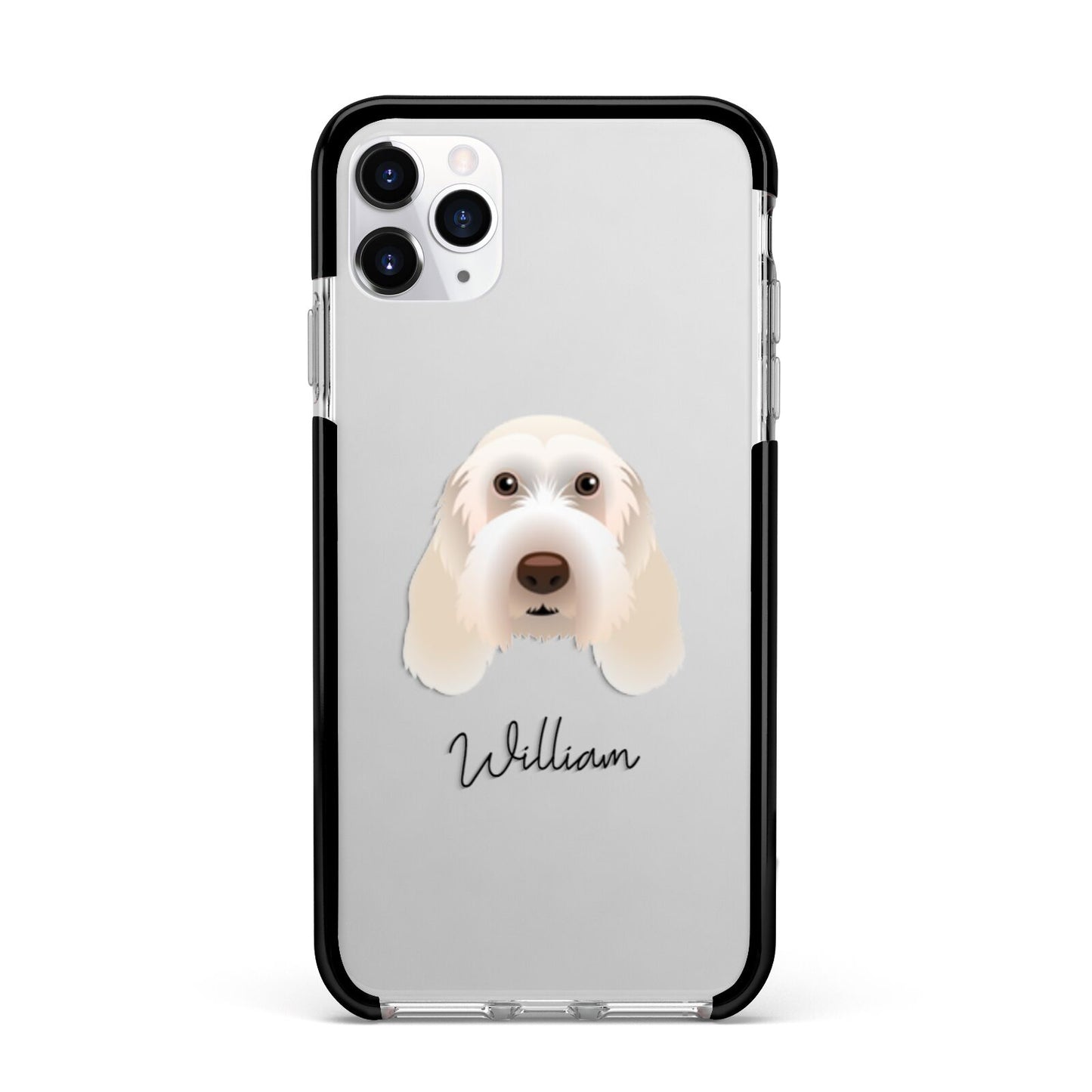 Italian Spinone Personalised Apple iPhone 11 Pro Max in Silver with Black Impact Case