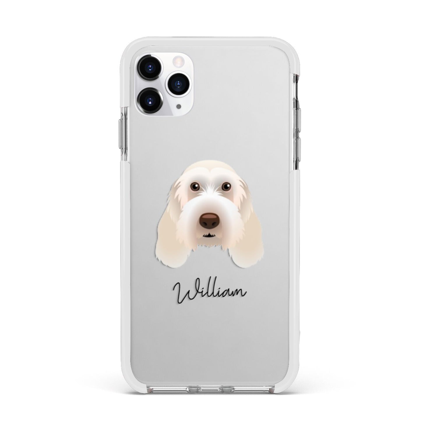 Italian Spinone Personalised Apple iPhone 11 Pro Max in Silver with White Impact Case