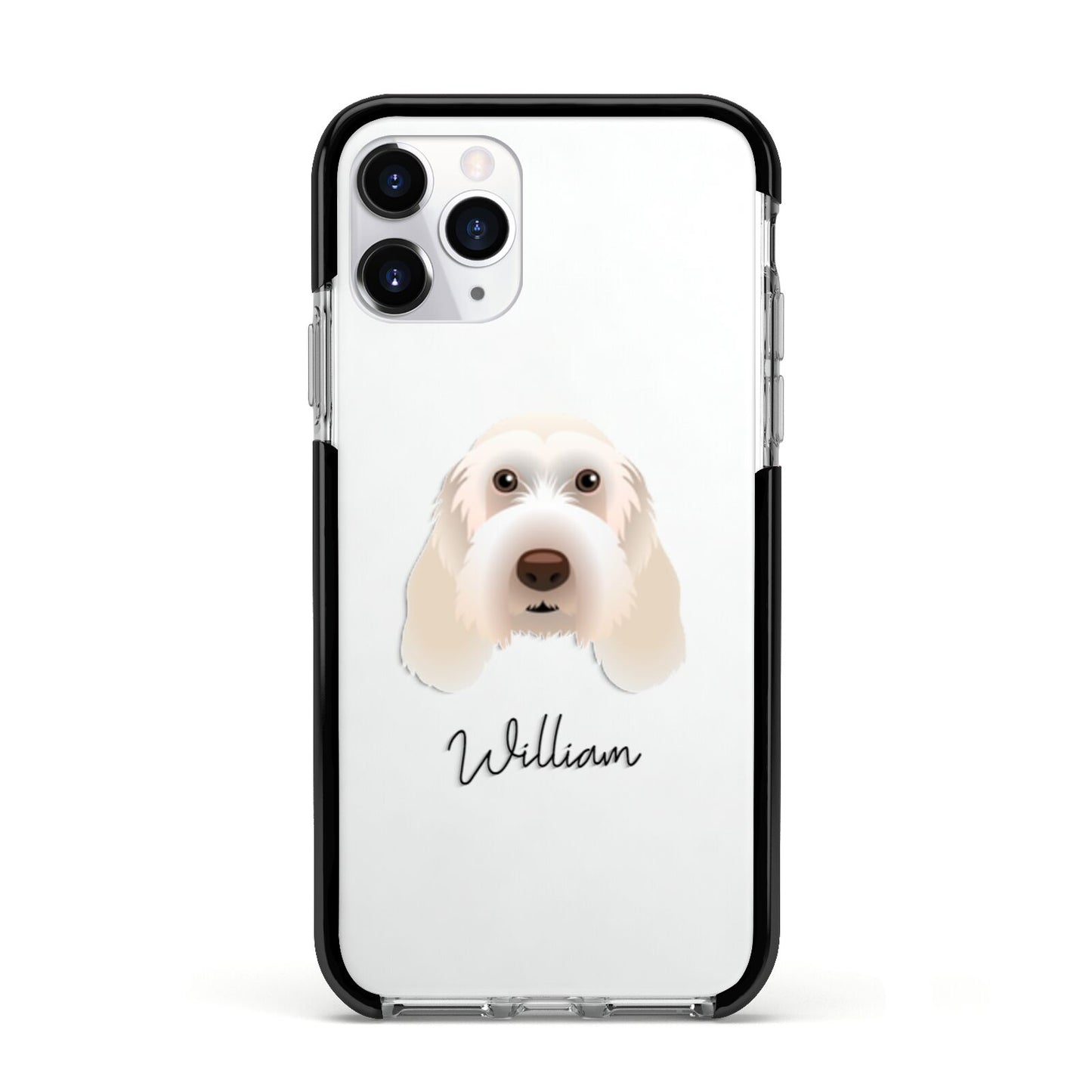 Italian Spinone Personalised Apple iPhone 11 Pro in Silver with Black Impact Case