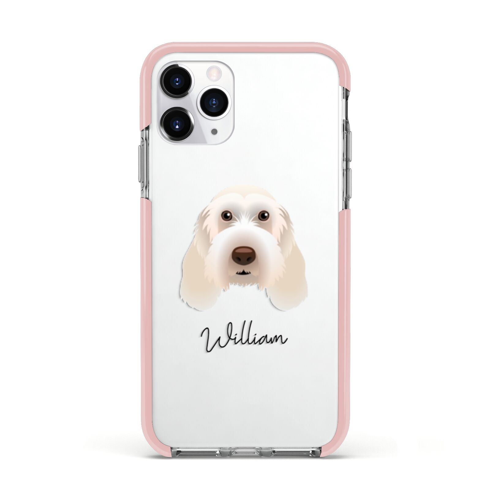 Italian Spinone Personalised Apple iPhone 11 Pro in Silver with Pink Impact Case