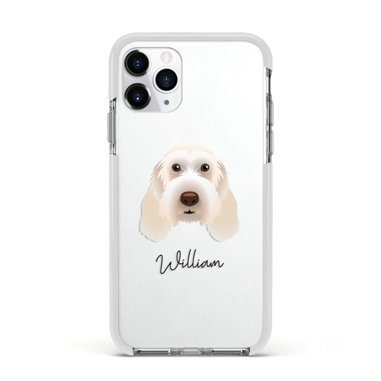 Italian Spinone Personalised Apple iPhone 11 Pro in Silver with White Impact Case