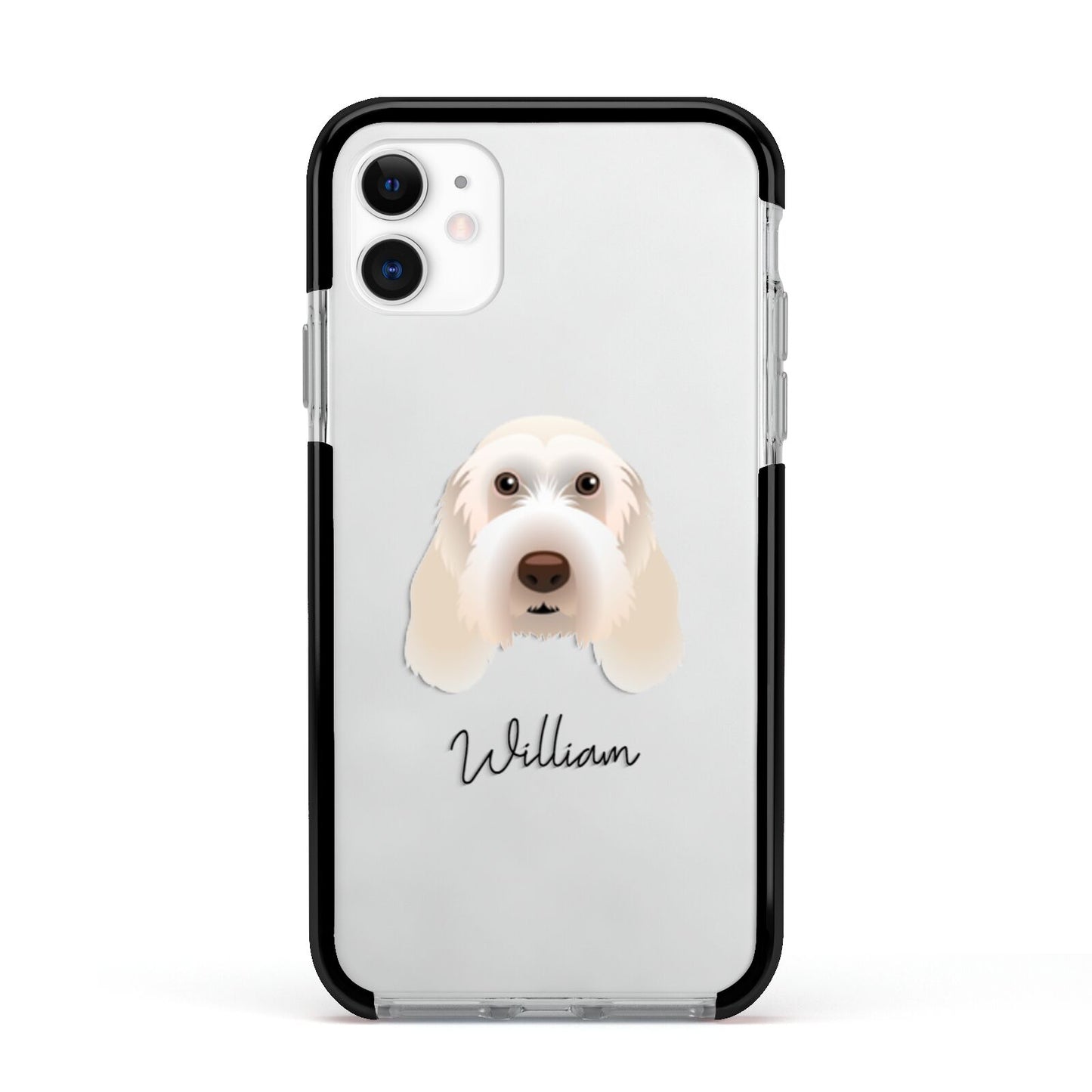 Italian Spinone Personalised Apple iPhone 11 in White with Black Impact Case