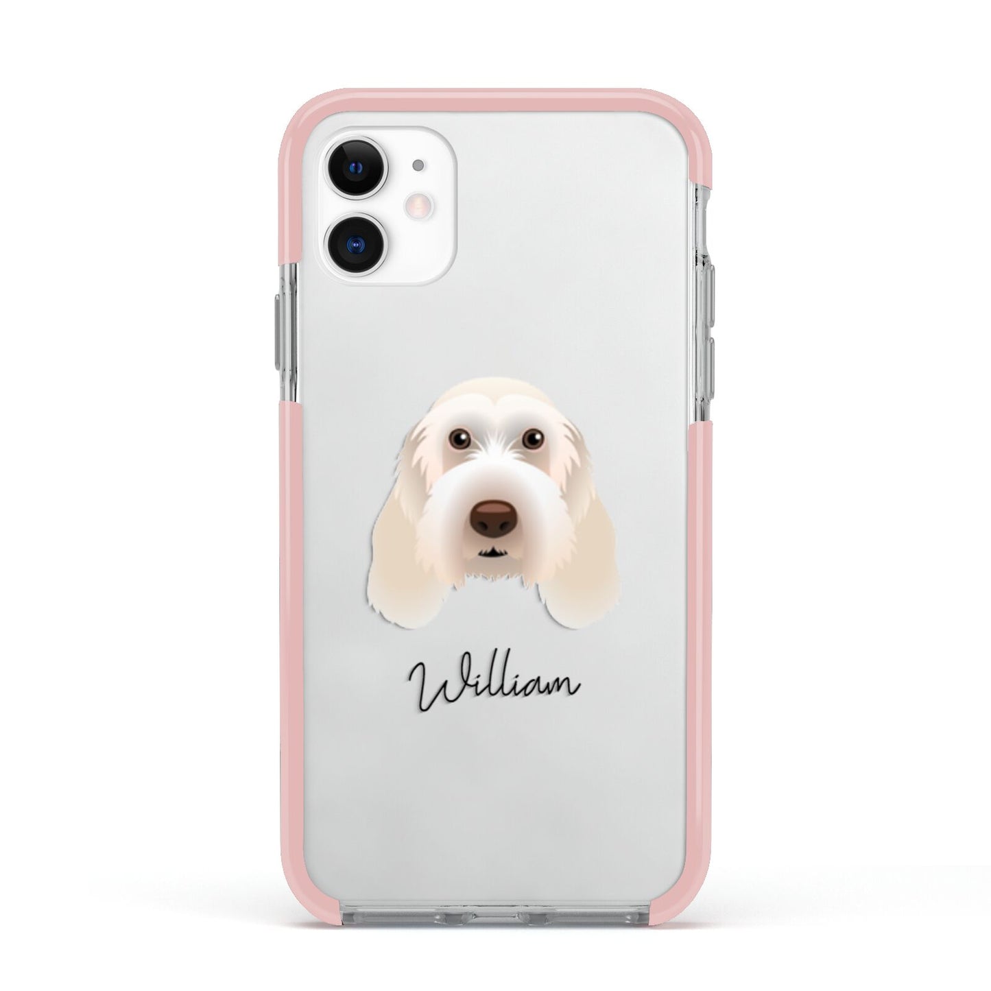 Italian Spinone Personalised Apple iPhone 11 in White with Pink Impact Case