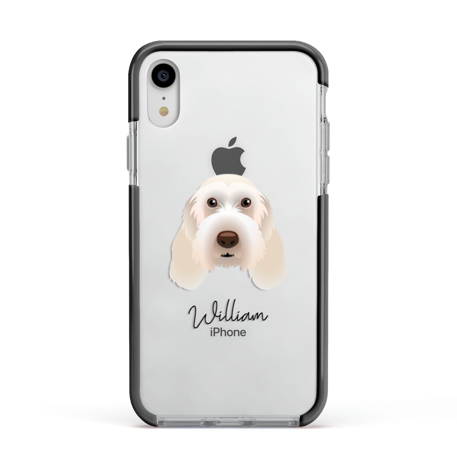 Italian Spinone Personalised Apple iPhone XR Impact Case Black Edge on Silver Phone