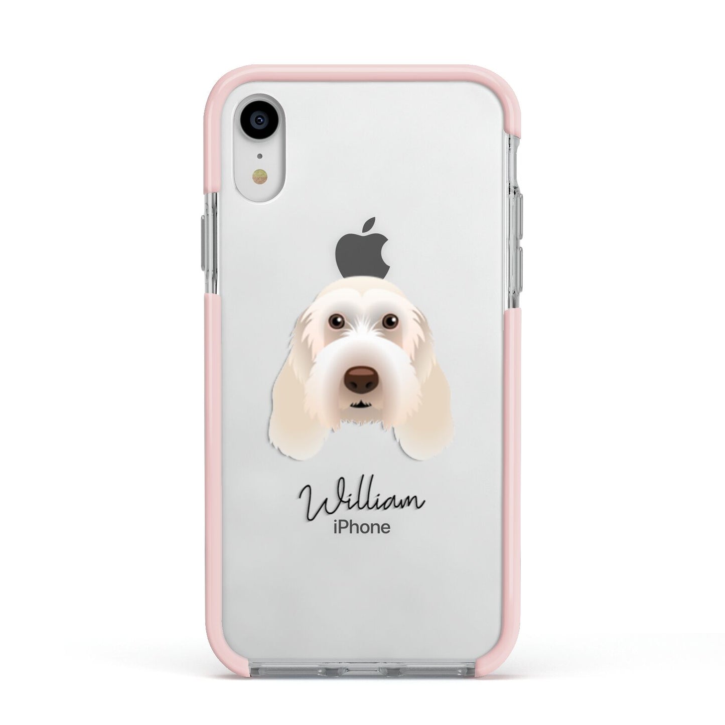 Italian Spinone Personalised Apple iPhone XR Impact Case Pink Edge on Silver Phone