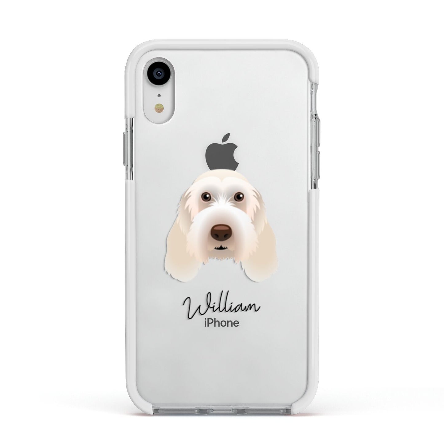 Italian Spinone Personalised Apple iPhone XR Impact Case White Edge on Silver Phone