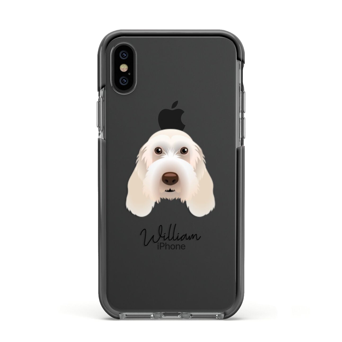 Italian Spinone Personalised Apple iPhone Xs Impact Case Black Edge on Black Phone