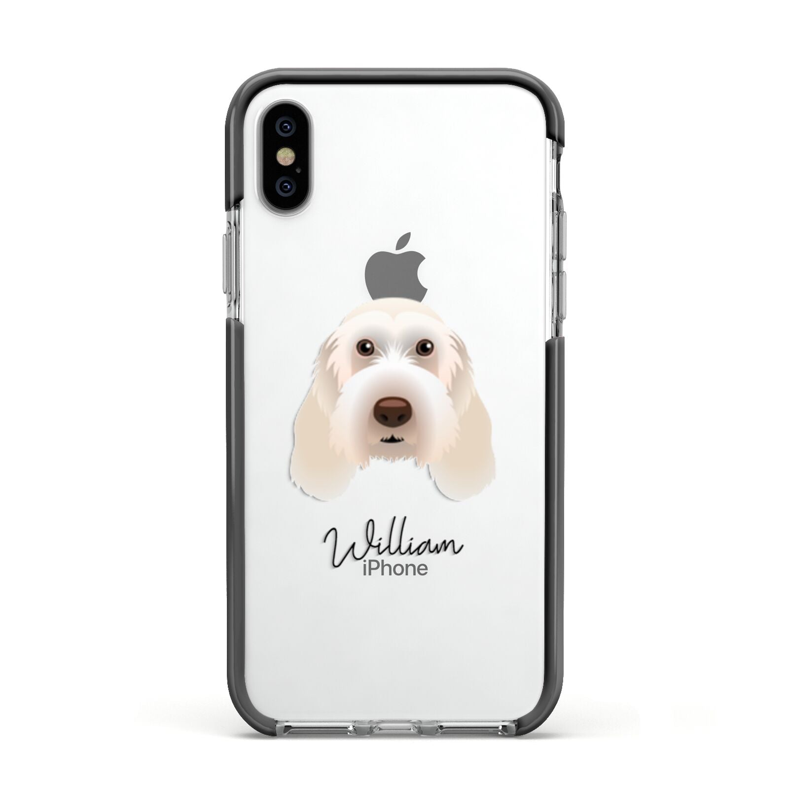 Italian Spinone Personalised Apple iPhone Xs Impact Case Black Edge on Silver Phone