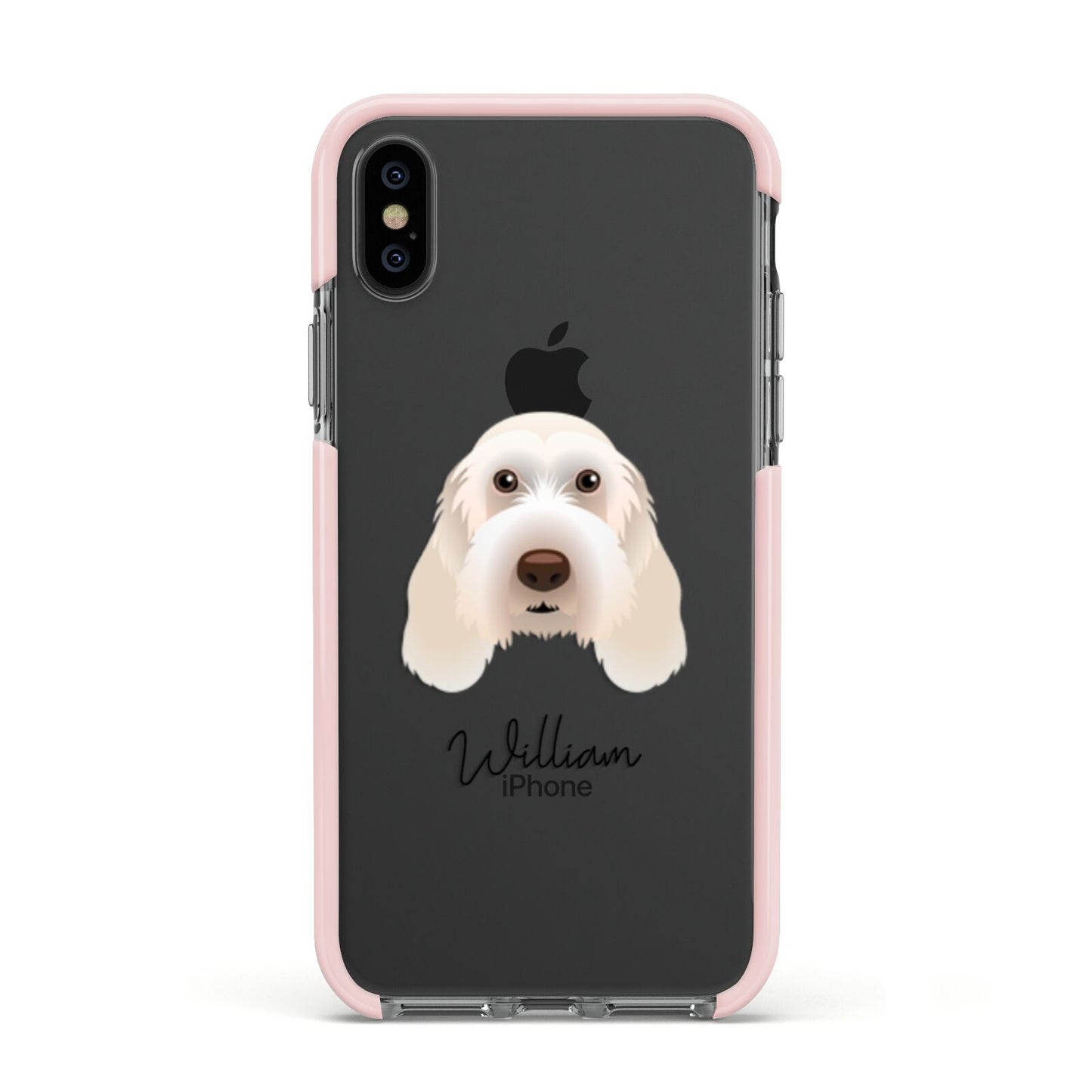 Italian Spinone Personalised Apple iPhone Xs Impact Case Pink Edge on Black Phone