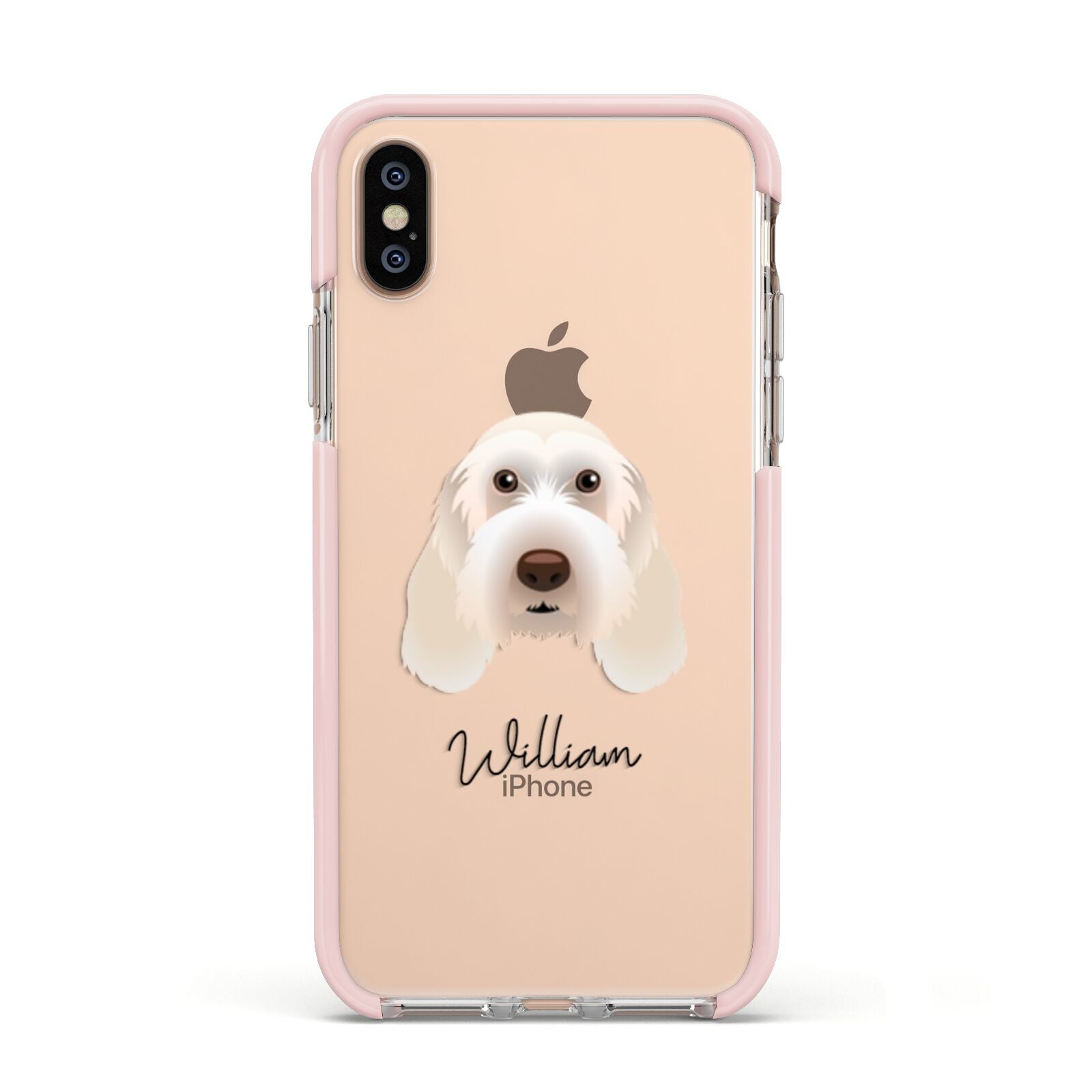 Italian Spinone Personalised Apple iPhone Xs Impact Case Pink Edge on Gold Phone