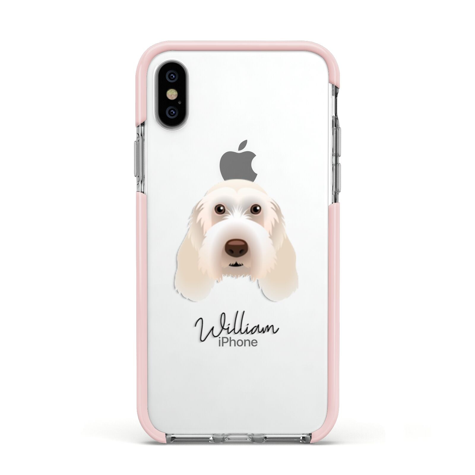 Italian Spinone Personalised Apple iPhone Xs Impact Case Pink Edge on Silver Phone