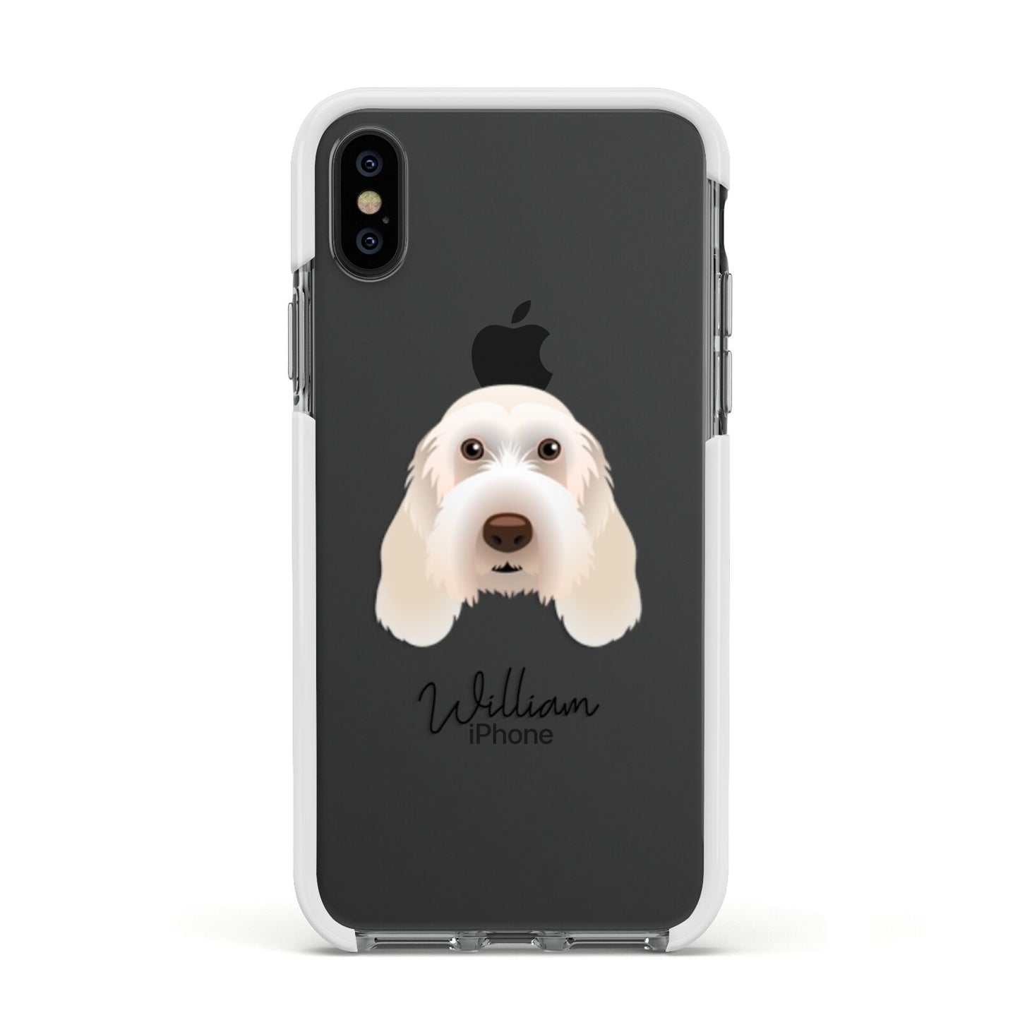 Italian Spinone Personalised Apple iPhone Xs Impact Case White Edge on Black Phone