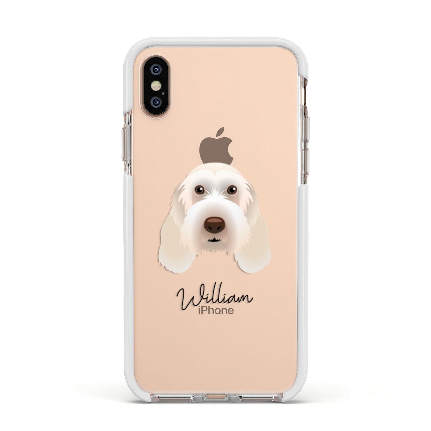 Italian Spinone Personalised Apple iPhone Xs Impact Case White Edge on Gold Phone