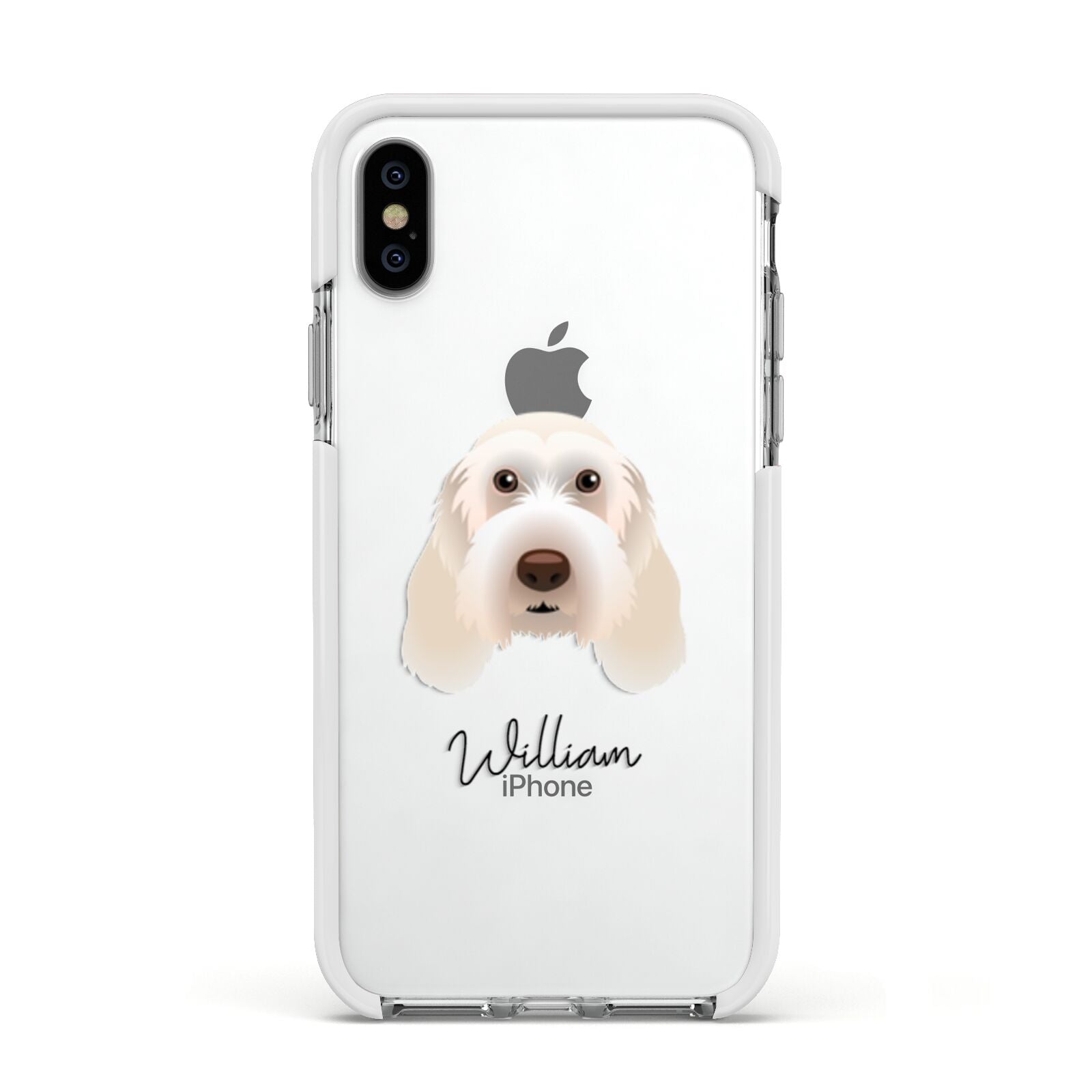 Italian Spinone Personalised Apple iPhone Xs Impact Case White Edge on Silver Phone