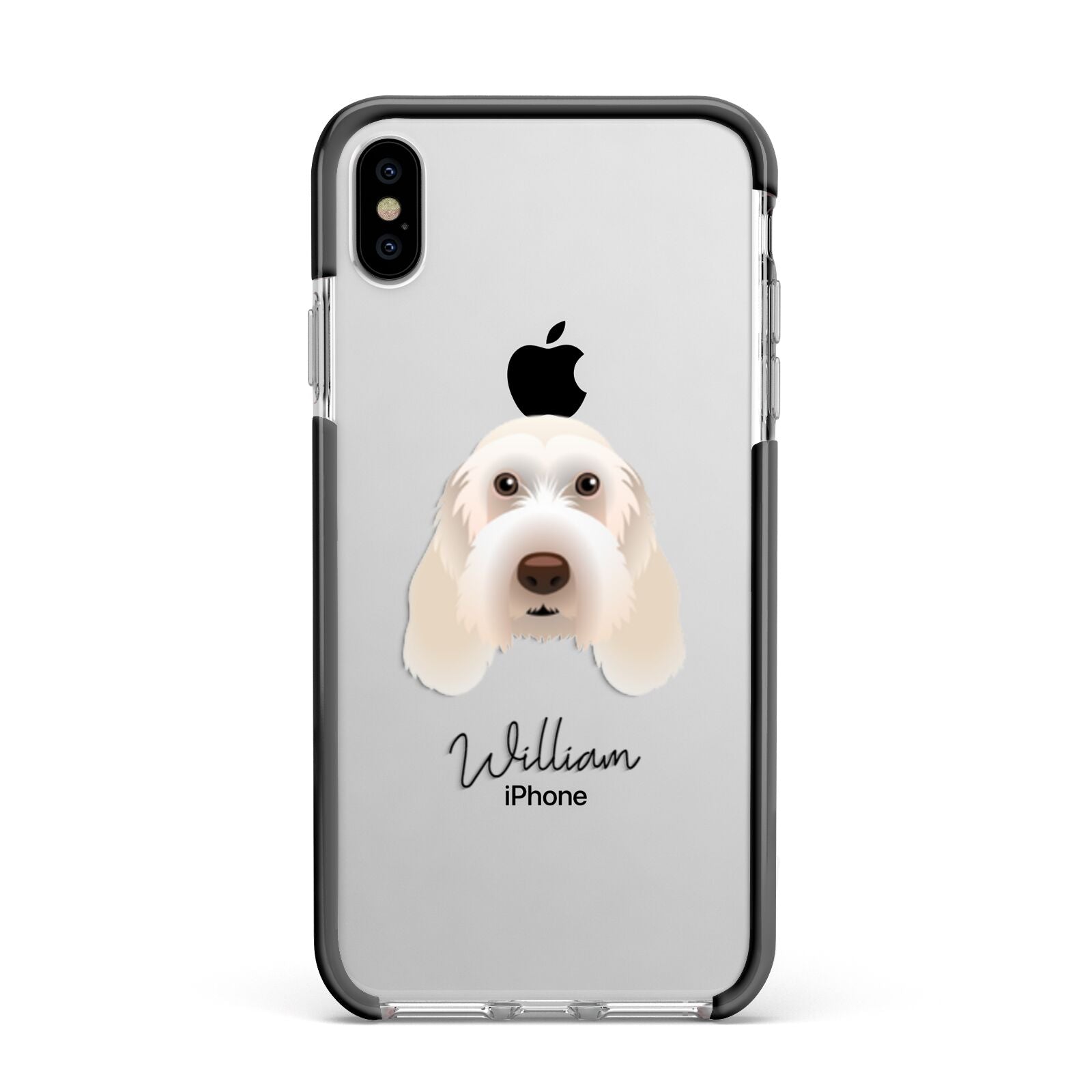 Italian Spinone Personalised Apple iPhone Xs Max Impact Case Black Edge on Silver Phone