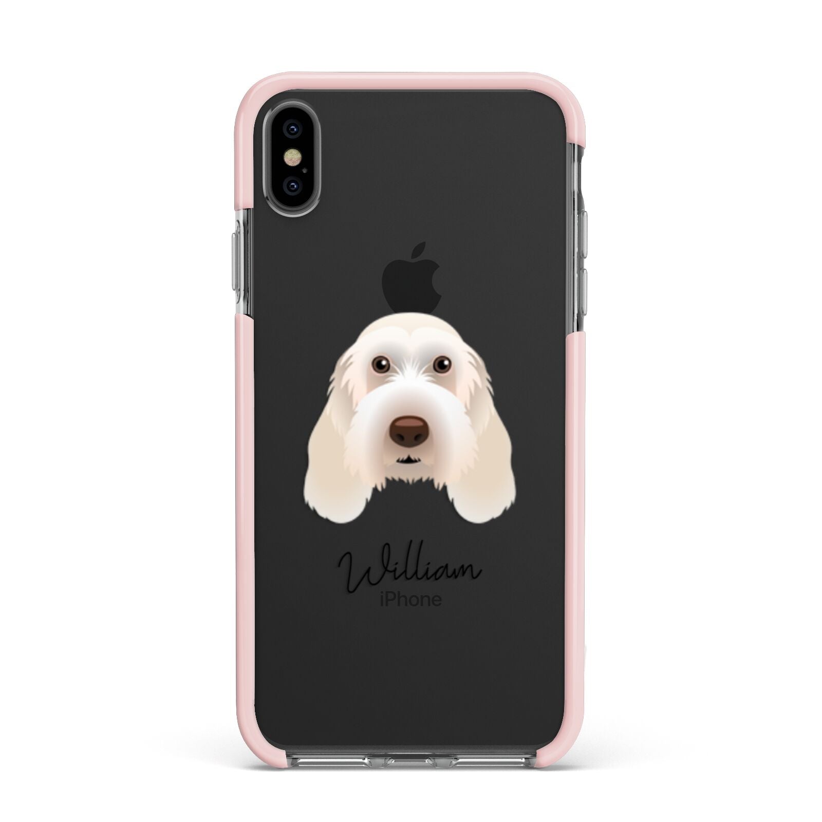 Italian Spinone Personalised Apple iPhone Xs Max Impact Case Pink Edge on Black Phone