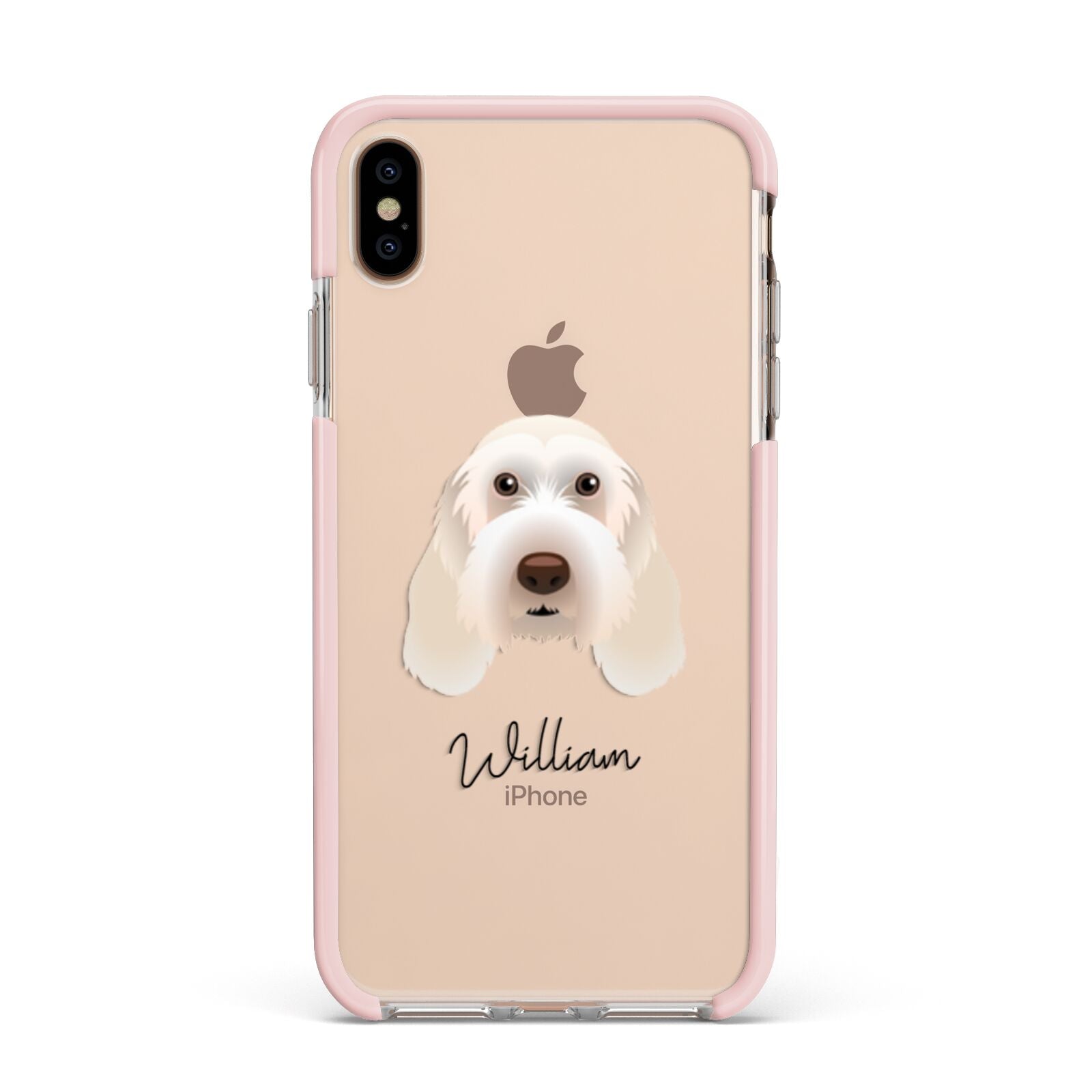 Italian Spinone Personalised Apple iPhone Xs Max Impact Case Pink Edge on Gold Phone