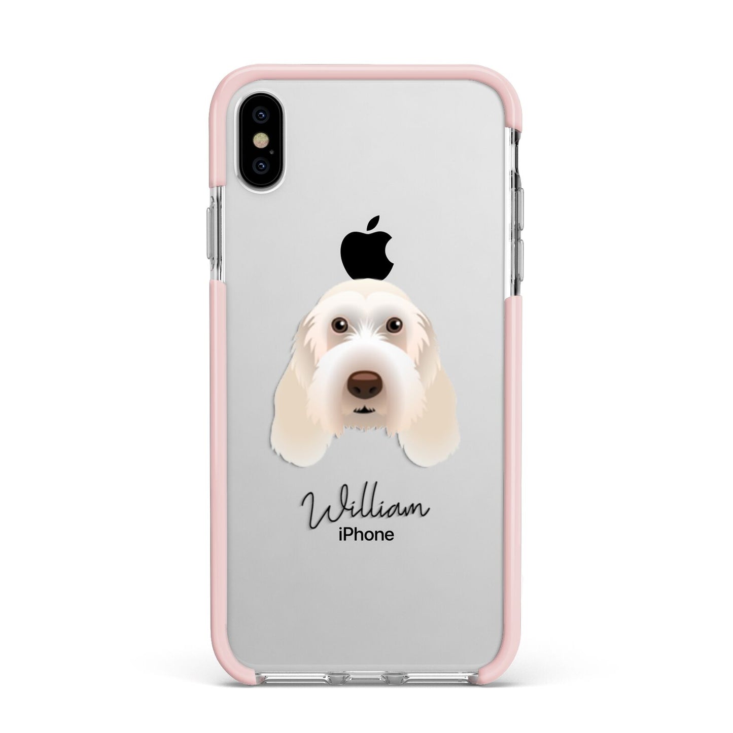 Italian Spinone Personalised Apple iPhone Xs Max Impact Case Pink Edge on Silver Phone