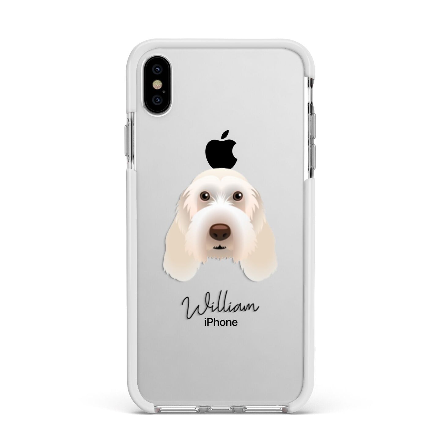 Italian Spinone Personalised Apple iPhone Xs Max Impact Case White Edge on Silver Phone