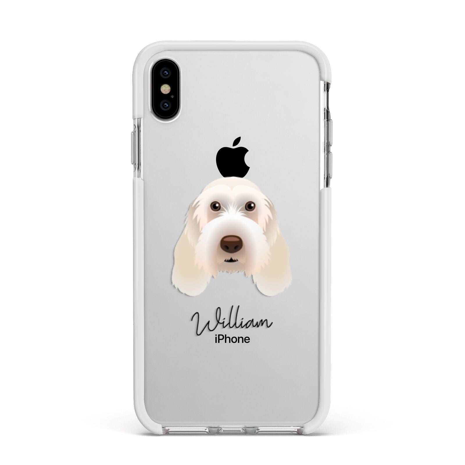 Italian Spinone Personalised Apple iPhone Xs Max Impact Case White Edge on Silver Phone