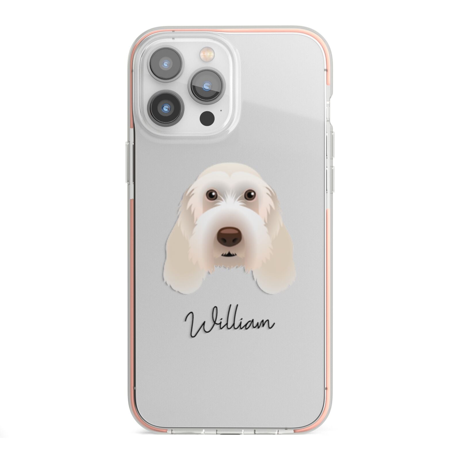 Italian Spinone Personalised iPhone 13 Pro Max TPU Impact Case with Pink Edges