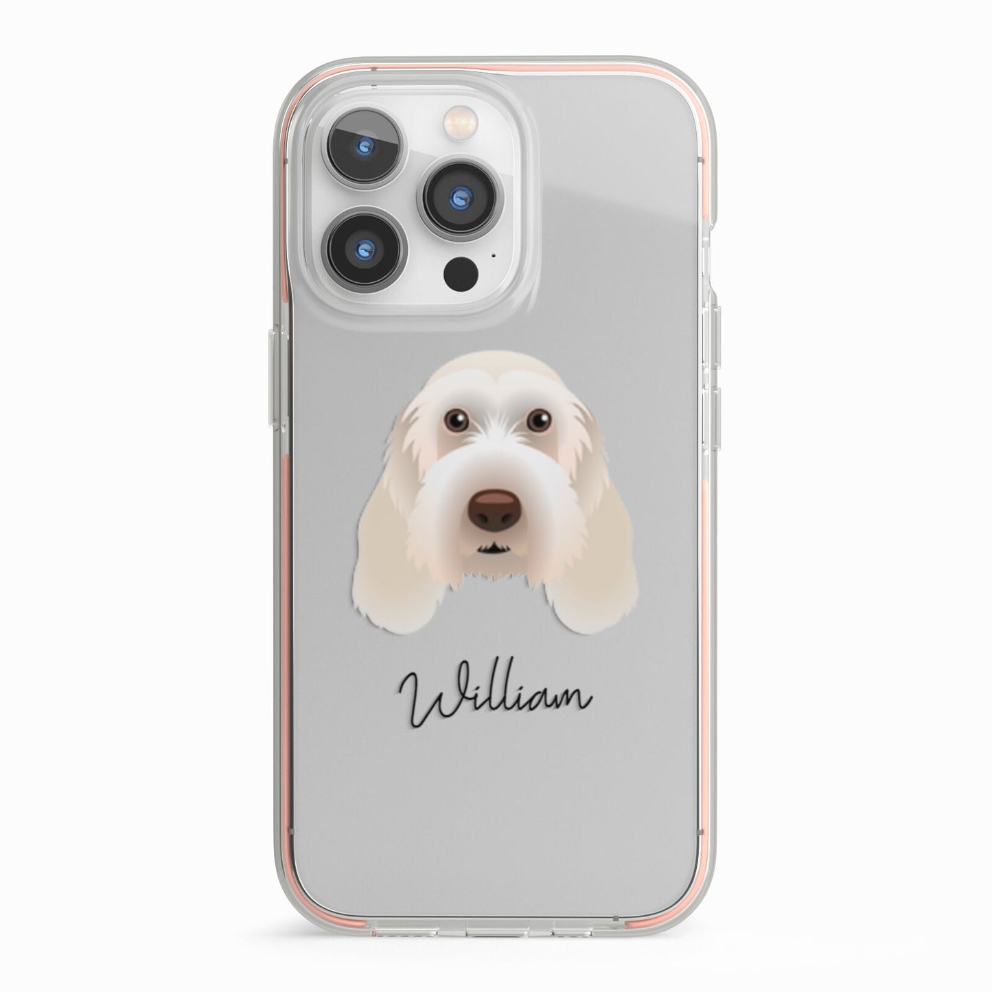 Italian Spinone Personalised iPhone 13 Pro TPU Impact Case with Pink Edges