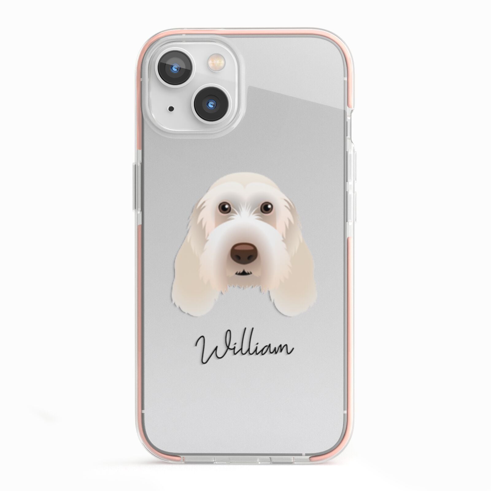 Italian Spinone Personalised iPhone 13 TPU Impact Case with Pink Edges