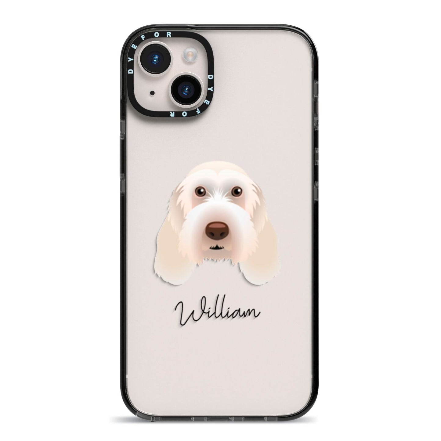 Italian Spinone Personalised iPhone 14 Plus Black Impact Case on Silver phone