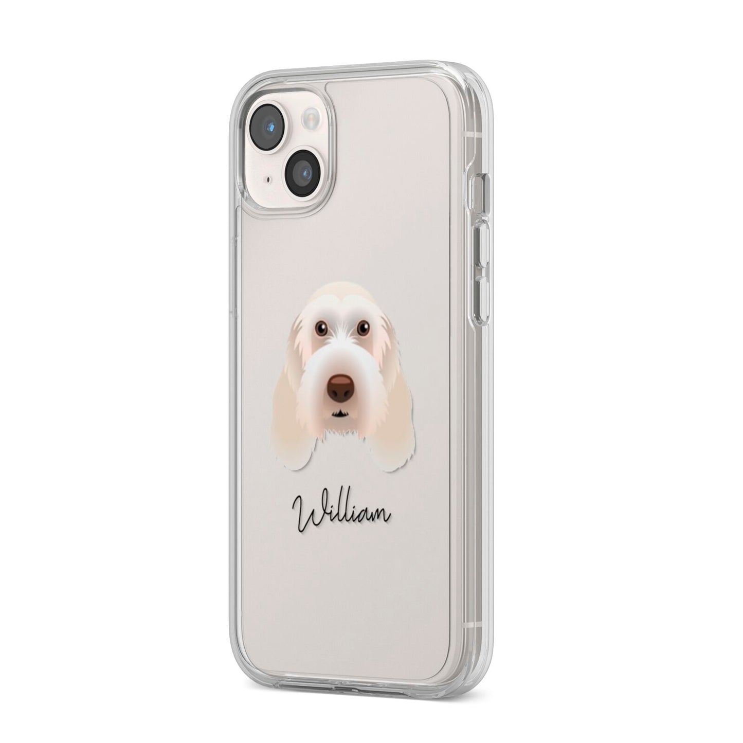 Italian Spinone Personalised iPhone 14 Plus Clear Tough Case Starlight Angled Image