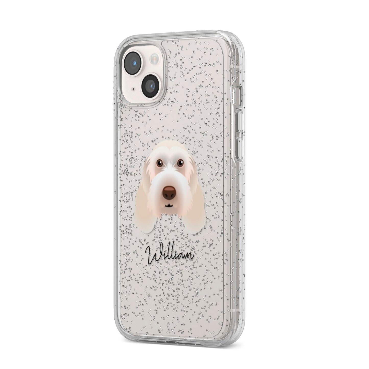 Italian Spinone Personalised iPhone 14 Plus Glitter Tough Case Starlight Angled Image